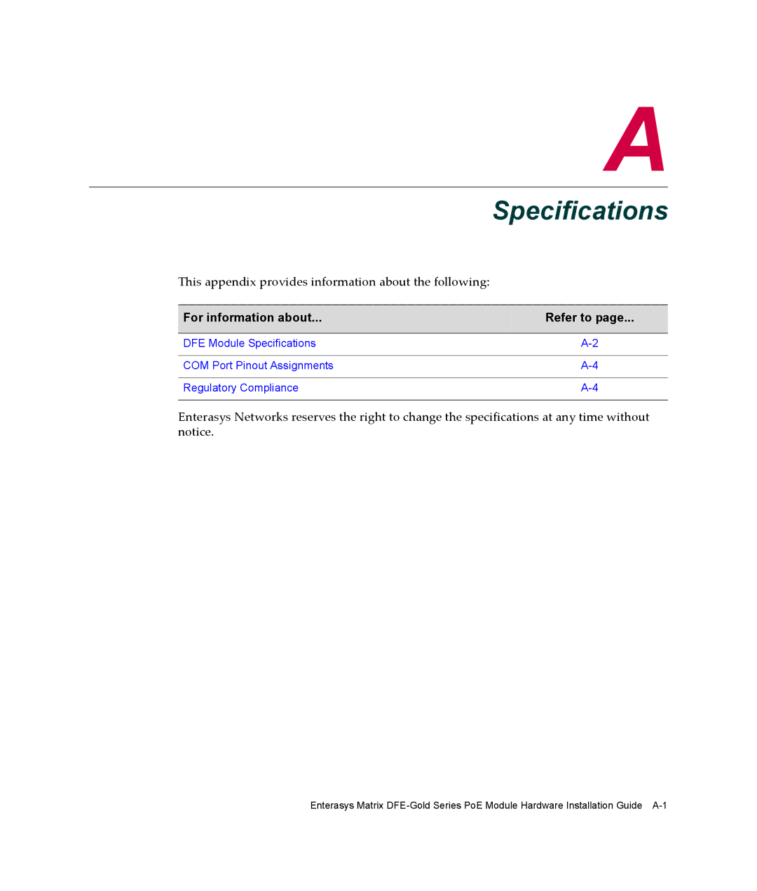 Enterasys Networks 4G4285-49, 4G4205-72 manual Specifications 