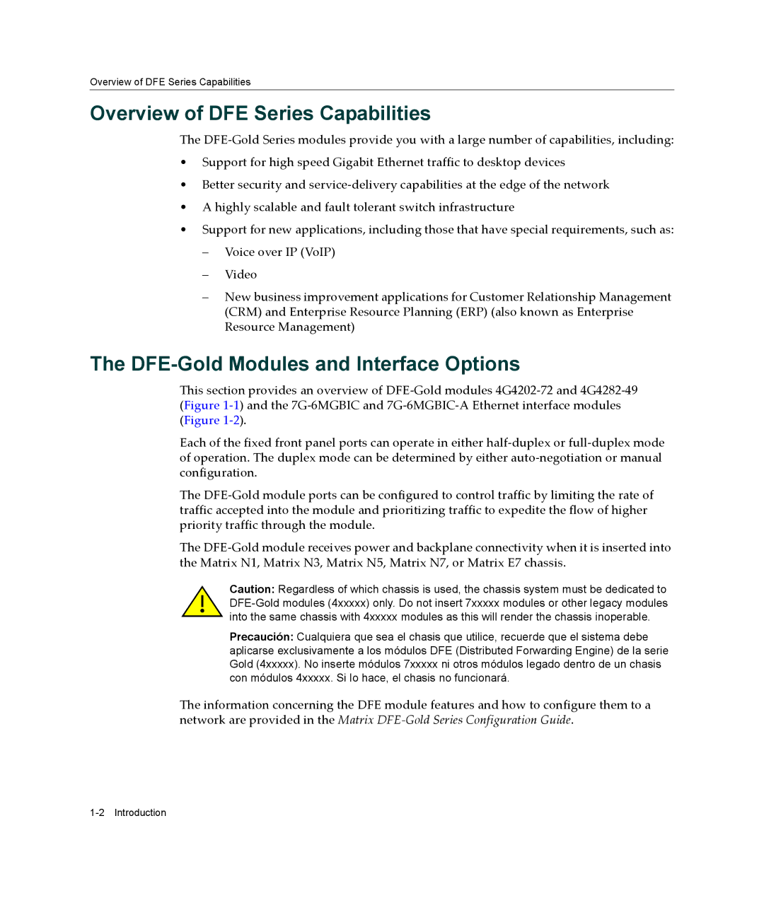 Enterasys Networks 6H303-48, 4G4282-49 manual Overview of DFE Series Capabilities, DFE-Gold Modules and Interface Options 