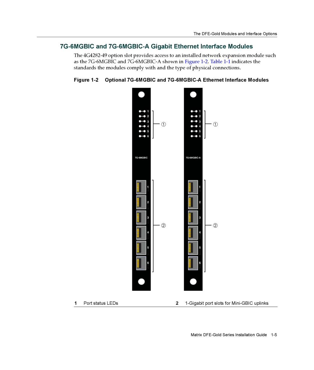 Enterasys Networks 6H303-48, 4G4282-49, 9034096-02 manual 7G-6MGBIC and 7G-6MGBIC-A Gigabit Ethernet Interface Modules 