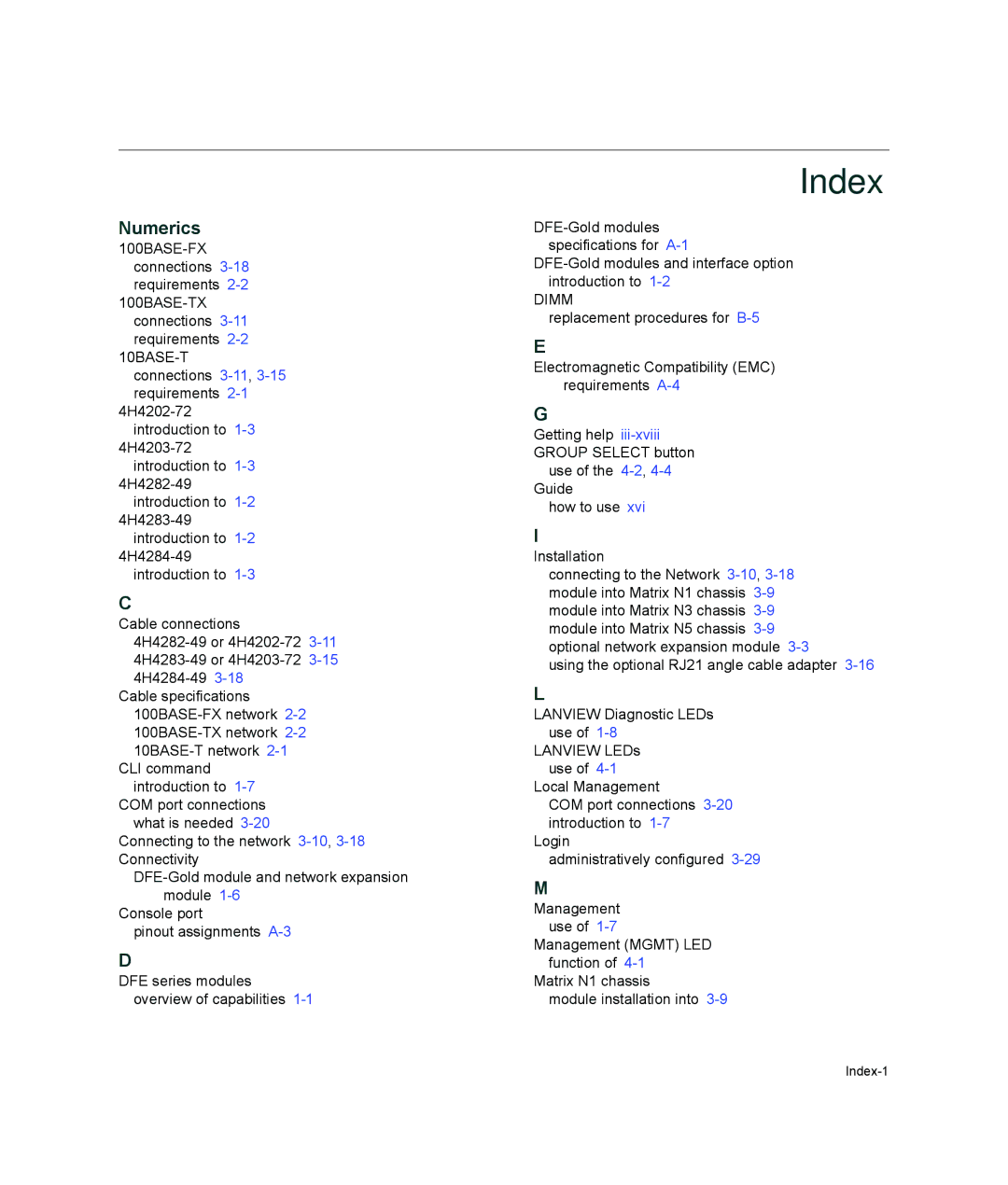 Enterasys Networks 4H4203-72, 4H4284-49, 4H4202-72, 4H4283-49, 4H4282-49 manual Index, Numerics 