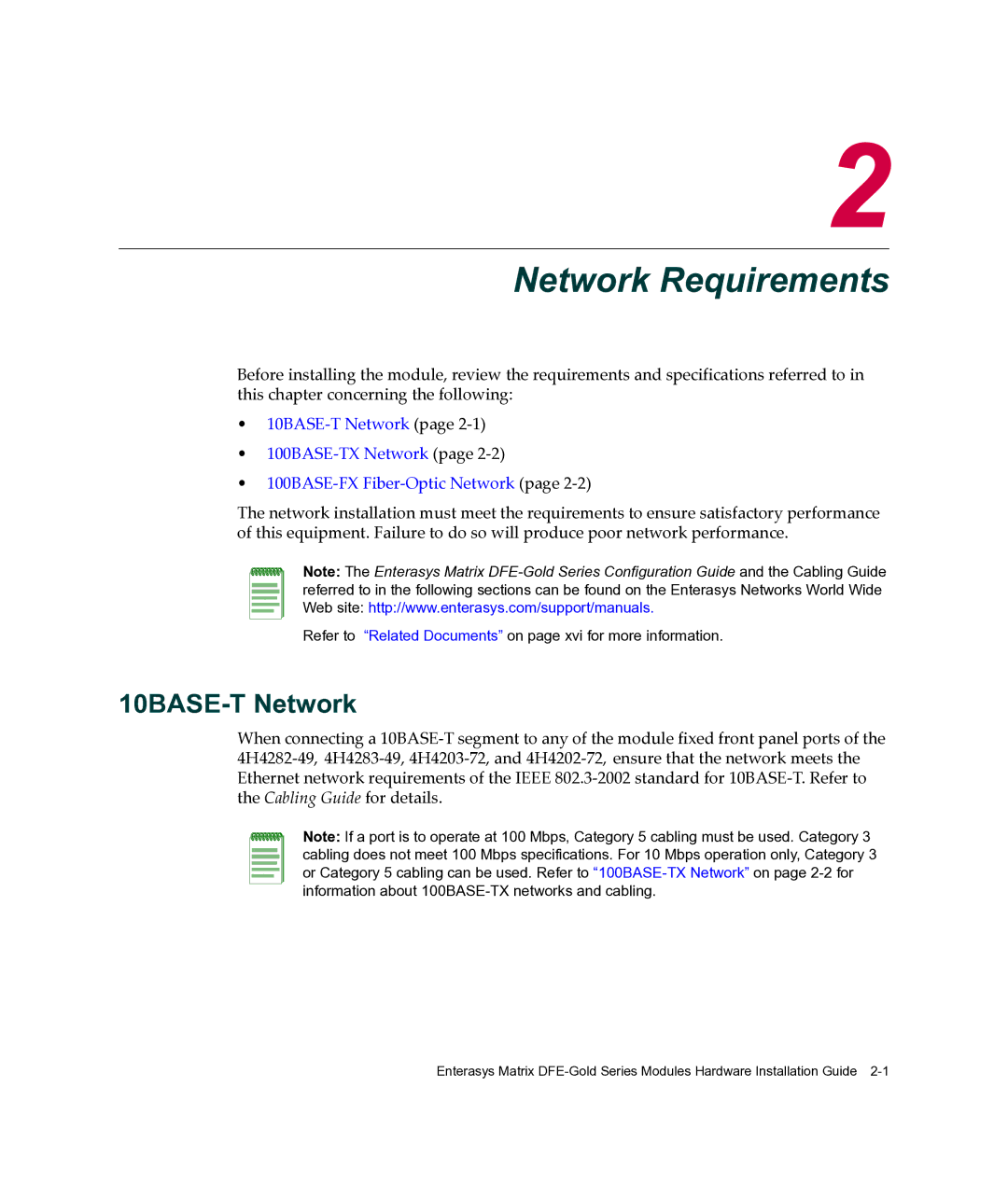 Enterasys Networks 4H4203-72, 4H4284-49, 4H4202-72, 4H4283-49, 4H4282-49 manual Network Requirements, 10BASE-T Network 