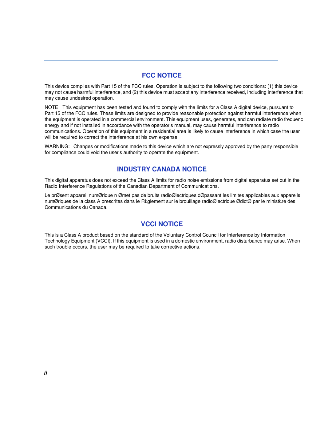 Enterasys Networks 5H103-48, 5H102-48 manual FCC Notice, Industry Canada Notice, Vcci Notice 