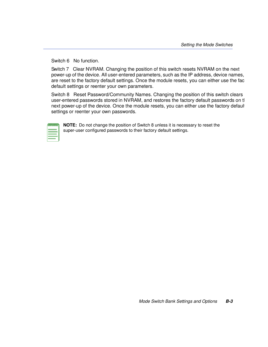 Enterasys Networks 5H102-48, 5H103-48 manual Setting the Mode Switches 