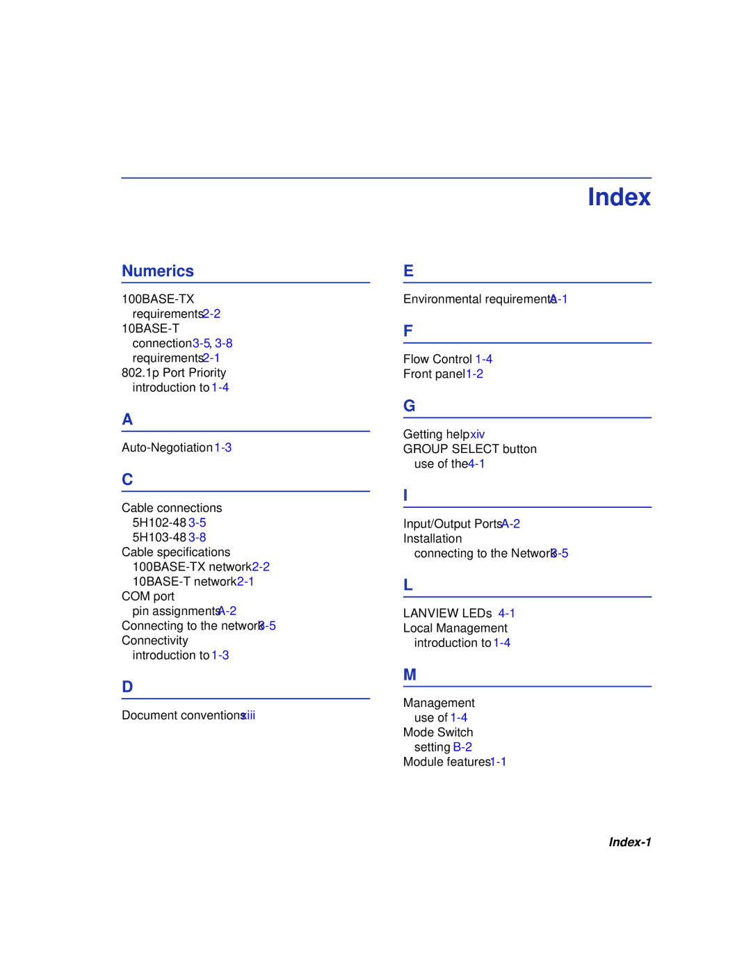 Enterasys Networks 5H102-48, 5H103-48 manual Index, Numerics 