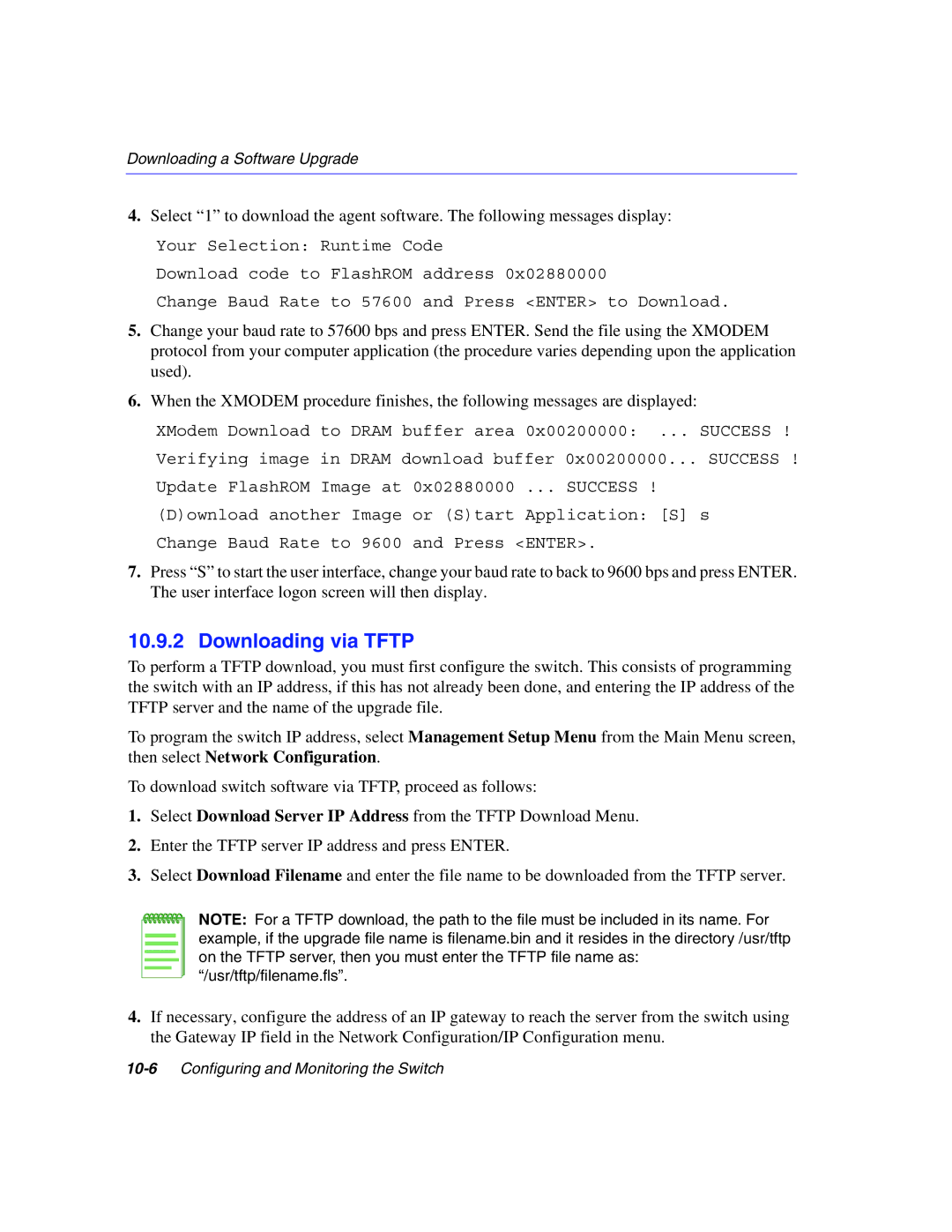 Enterasys Networks 5H1XX, 5G1XX manual Downloading via Tftp 