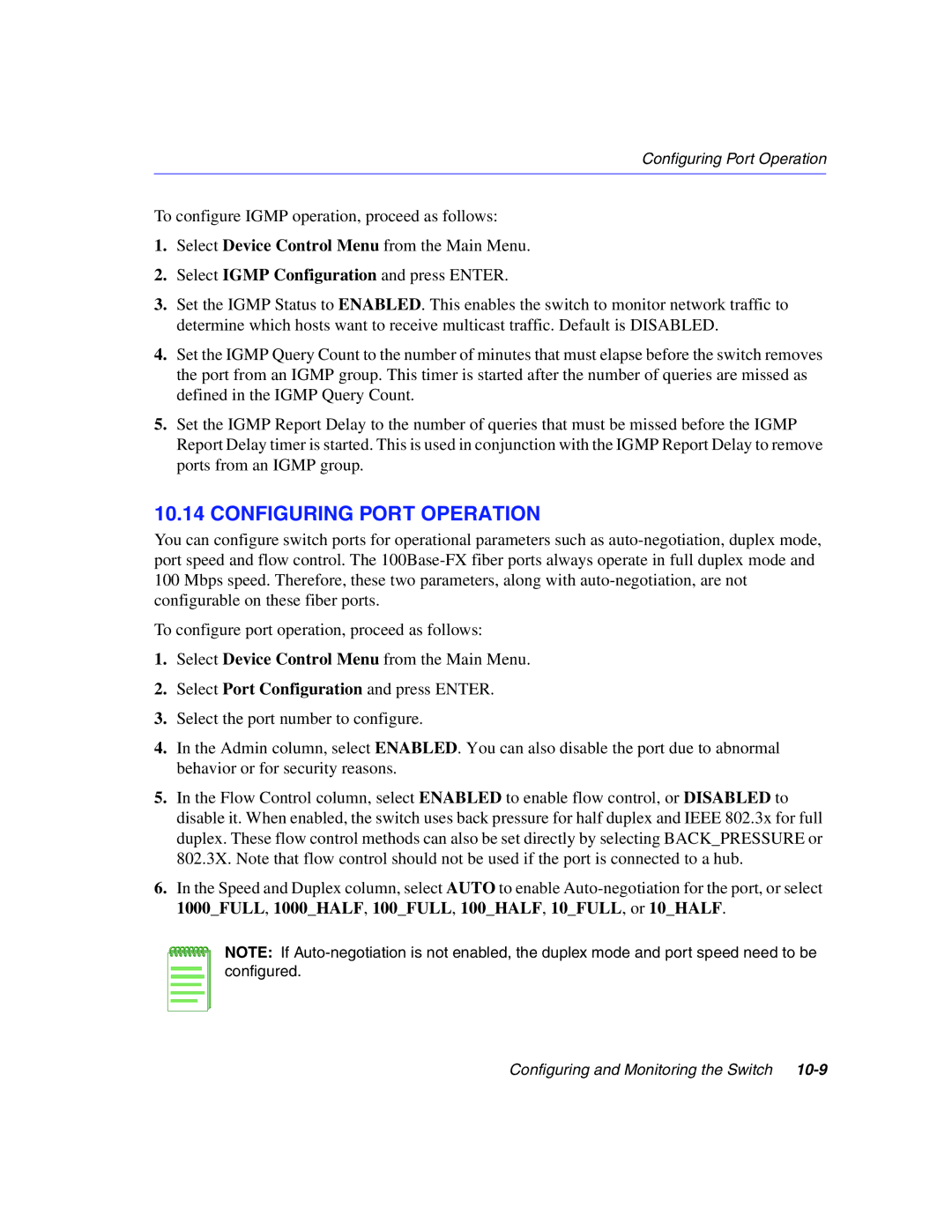 Enterasys Networks 5G1XX, 5H1XX manual Configuring Port Operation 