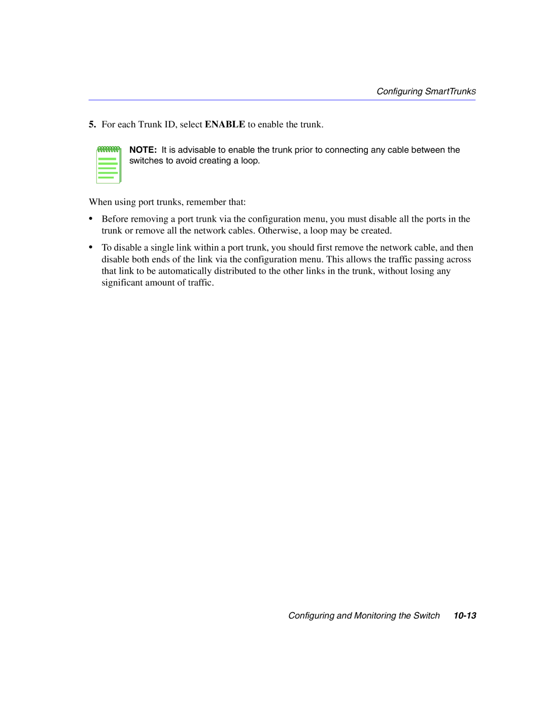 Enterasys Networks 5G1XX, 5H1XX manual Configuring SmartTrunkS 