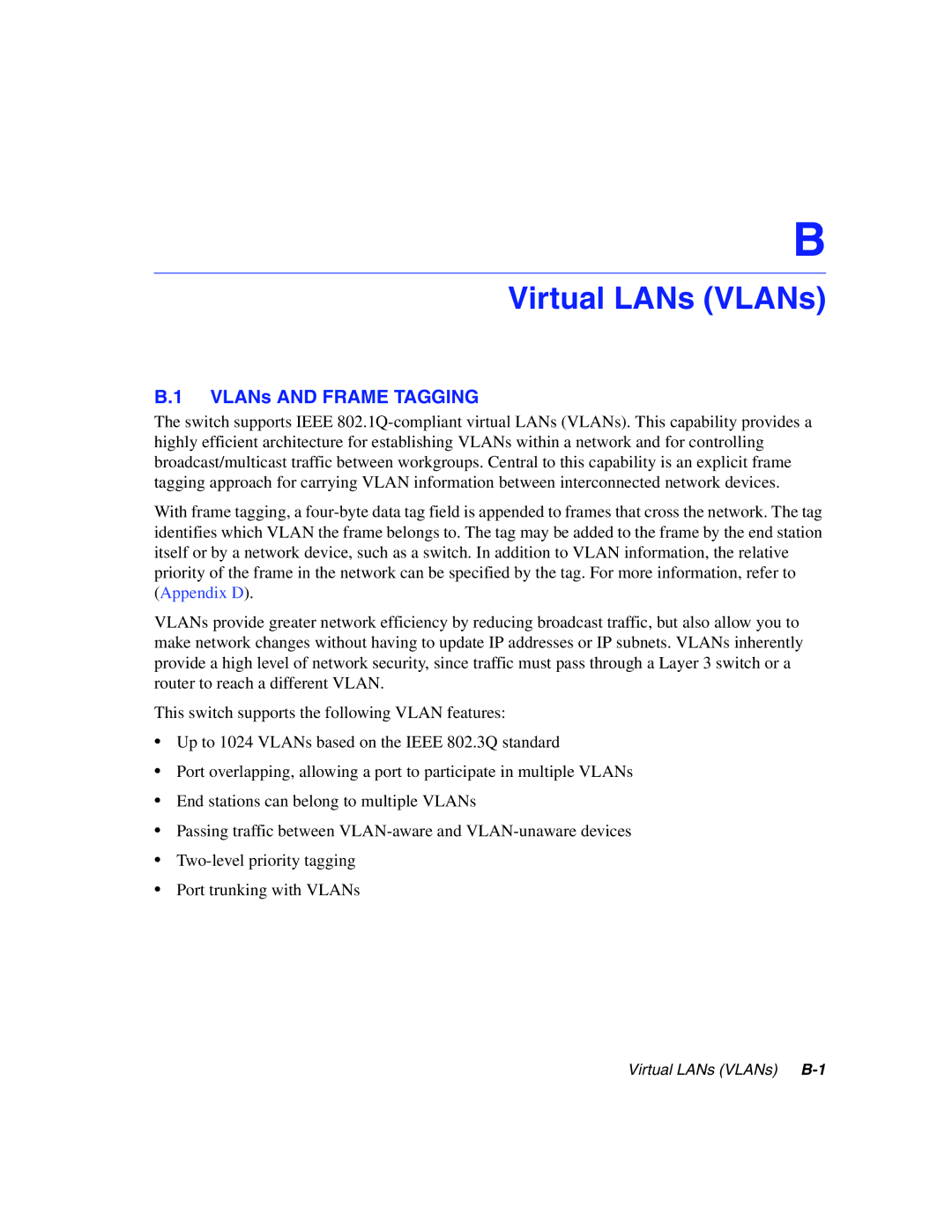 Enterasys Networks 5G1XX, 5H1XX manual Virtual LANs VLANs, VLANs and Frame Tagging 