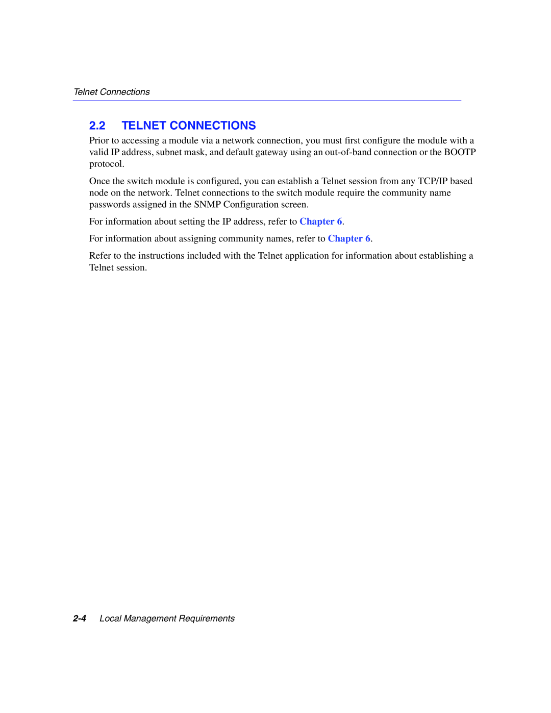 Enterasys Networks 5H1XX, 5G1XX manual Telnet Connections 