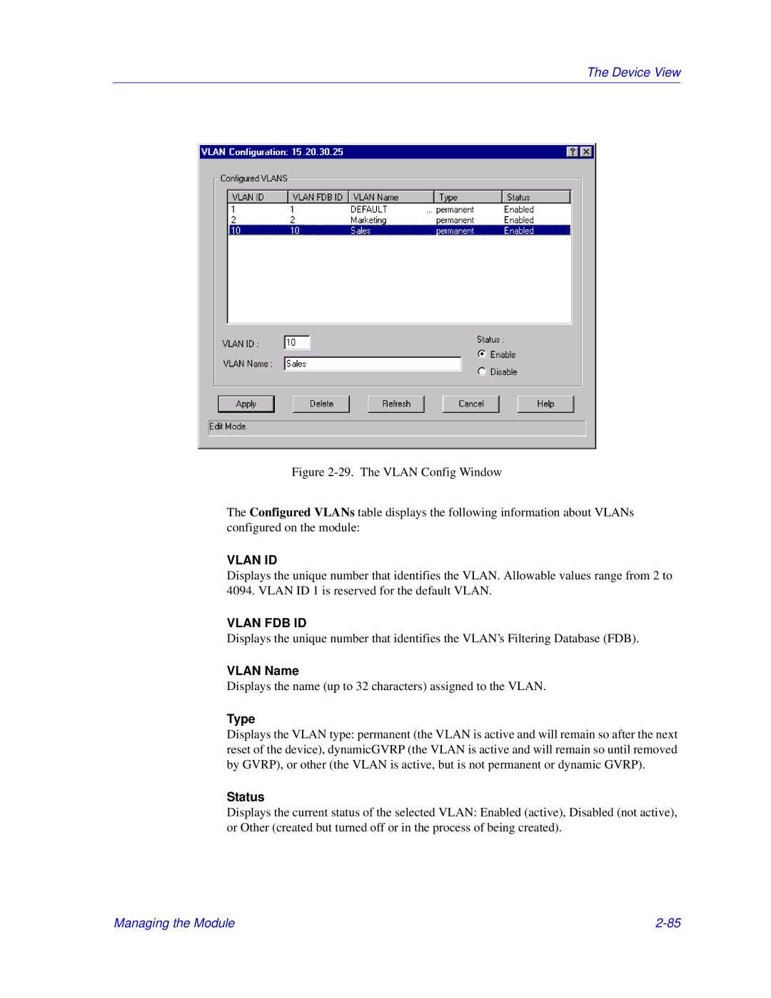 Enterasys Networks 6000, Matrix E7 manual Vlan FDB ID 