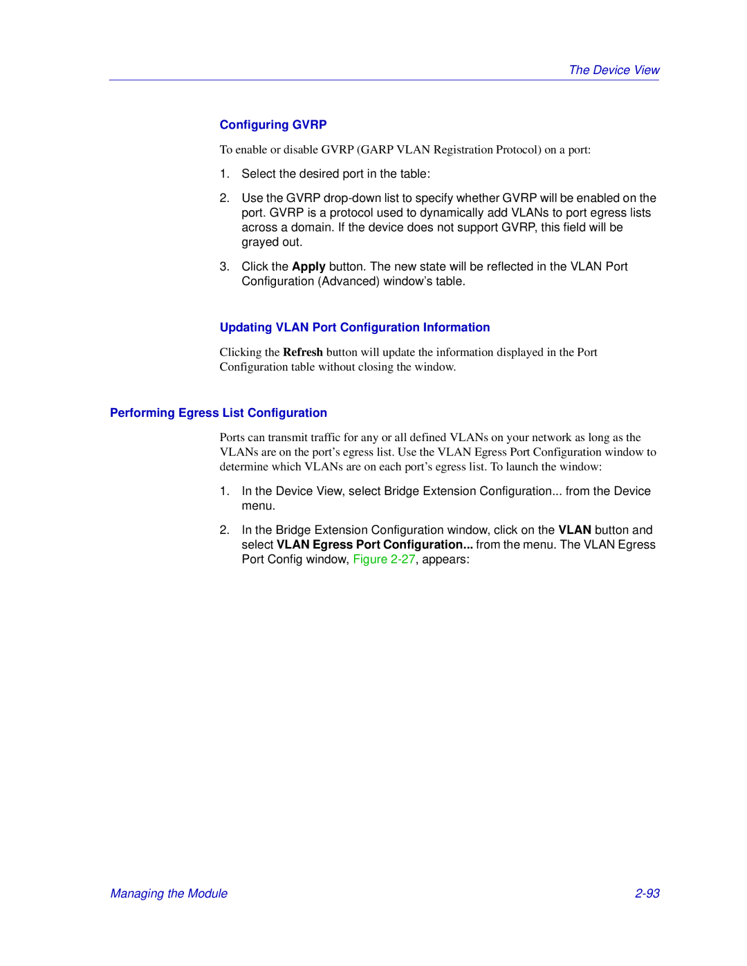 Enterasys Networks 6000, Matrix E7 manual Configuring Gvrp, Updating Vlan Port Configuration Information 