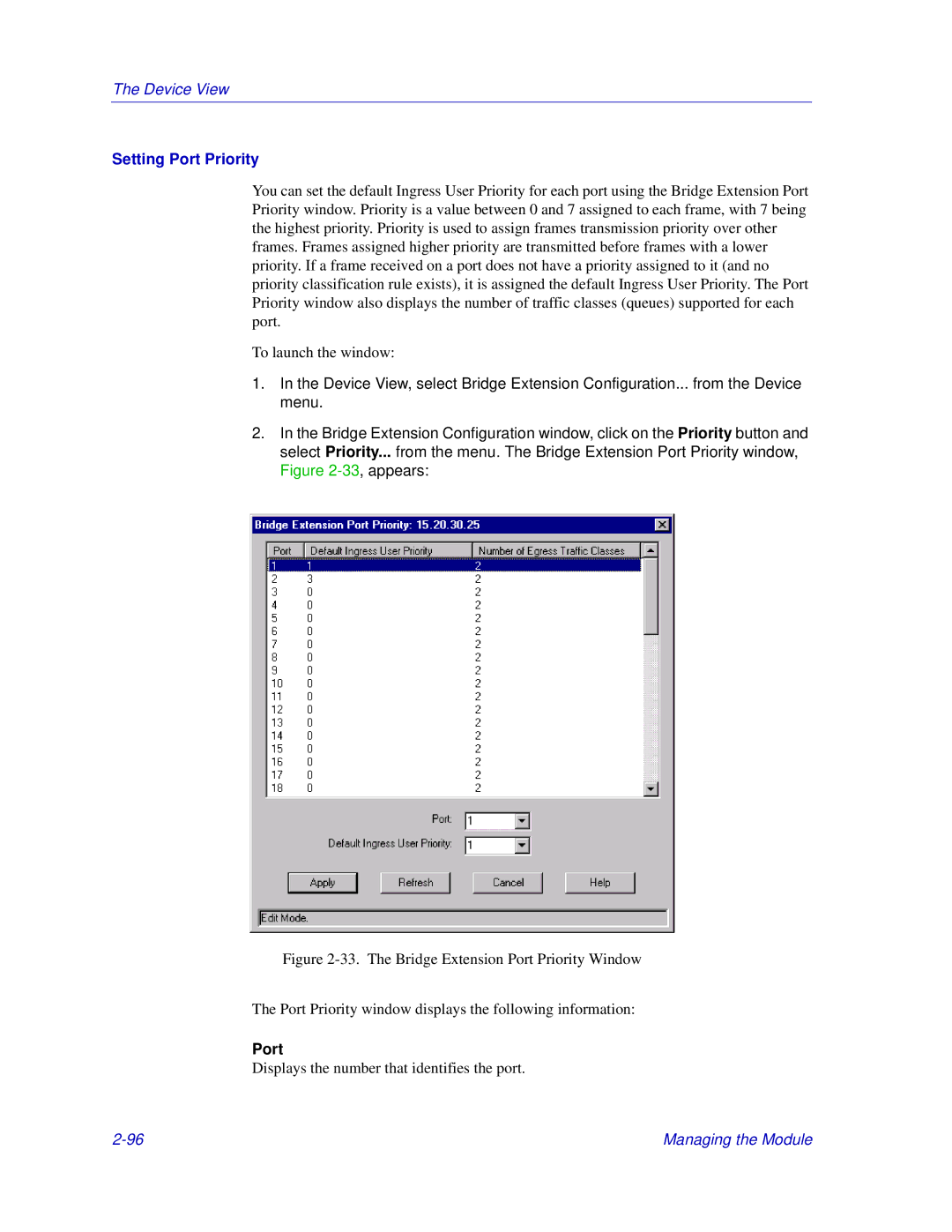 Enterasys Networks Matrix E7, 6000 manual Setting Port Priority 