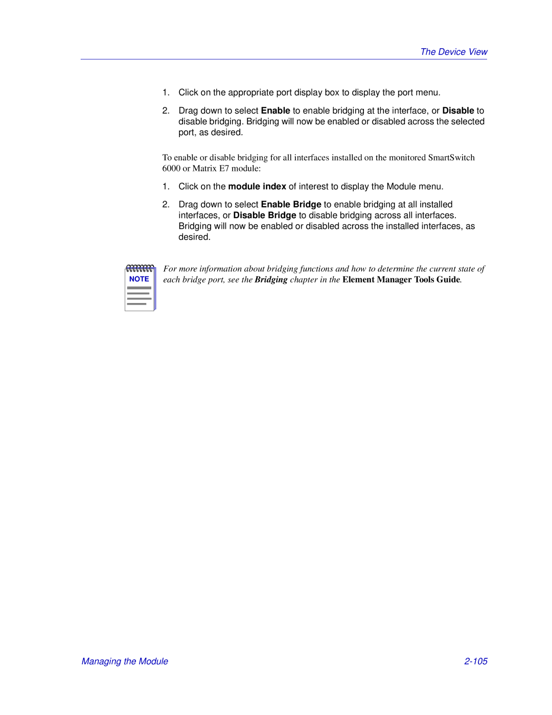 Enterasys Networks 6000, Matrix E7 manual Managing the Module 105 