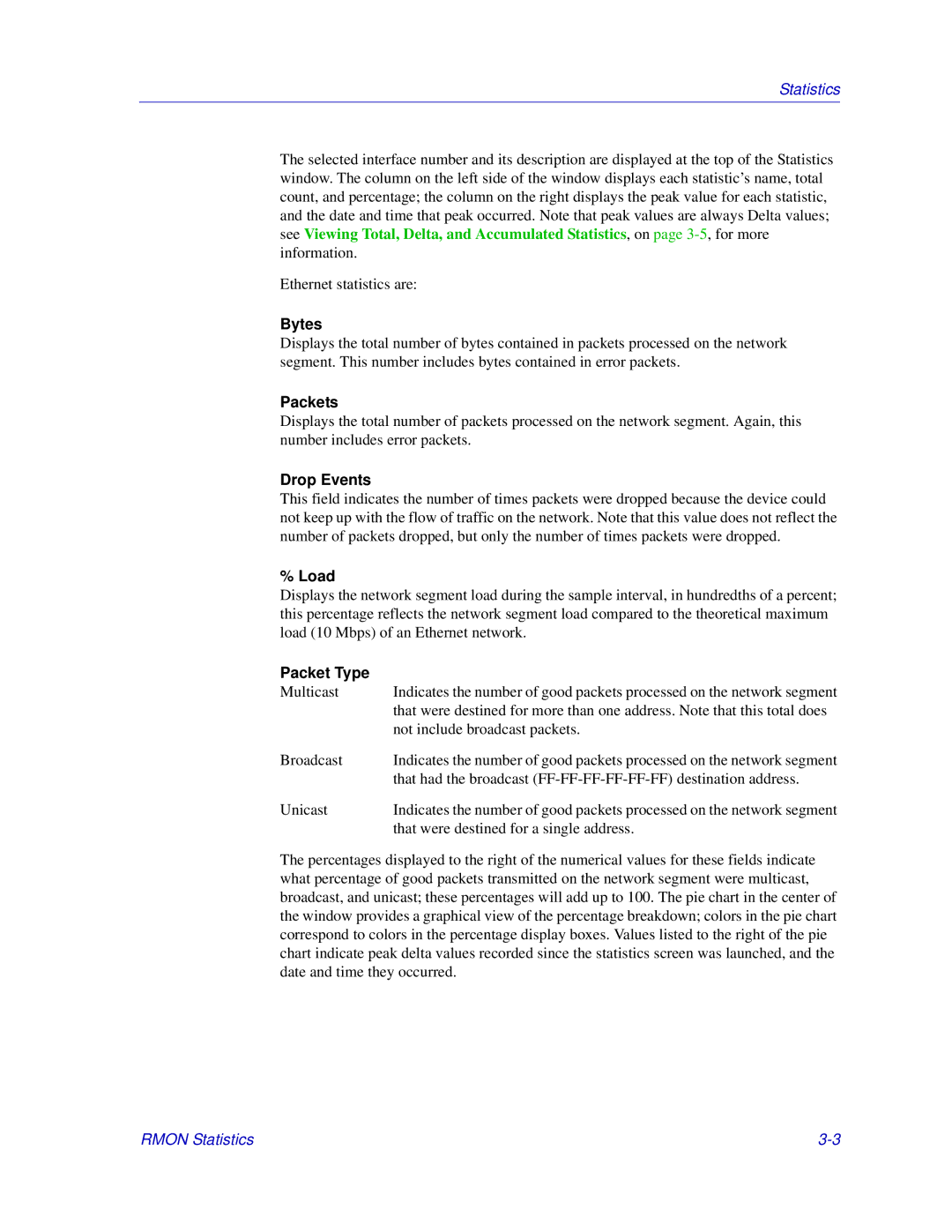 Enterasys Networks 6000, Matrix E7 manual Bytes, Packets, Drop Events, Packet Type 