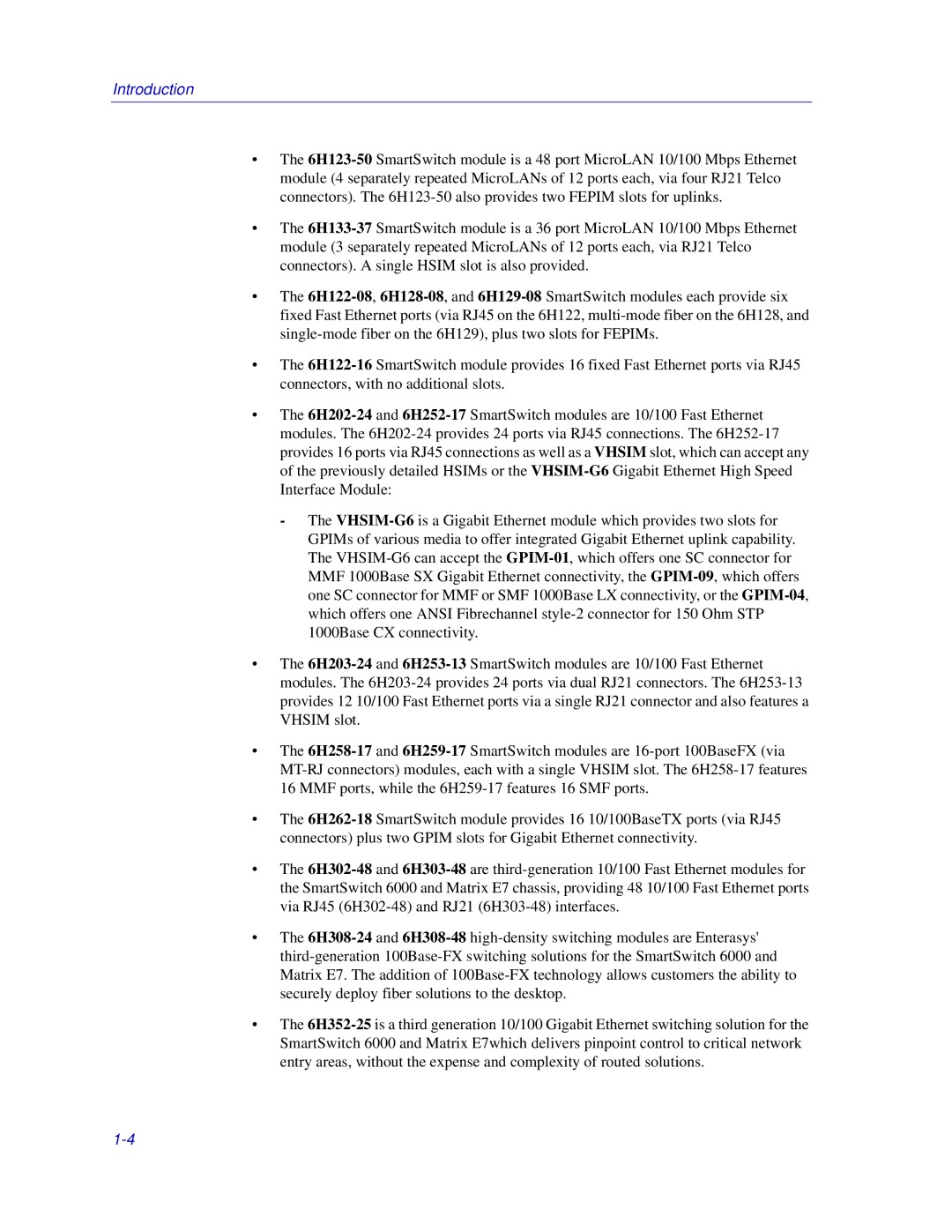 Enterasys Networks Matrix E7, 6000 manual Introduction 