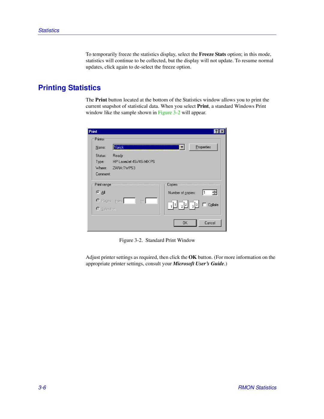 Enterasys Networks Matrix E7, 6000 manual Printing Statistics 