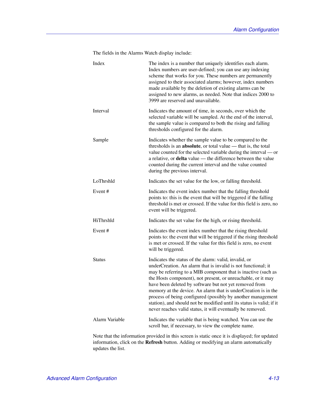 Enterasys Networks 6000, Matrix E7 manual Relative, or delta value the difference between the value 