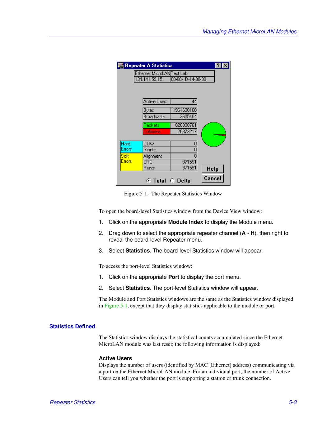 Enterasys Networks 6000, Matrix E7 manual Statistics Defined, Active Users 