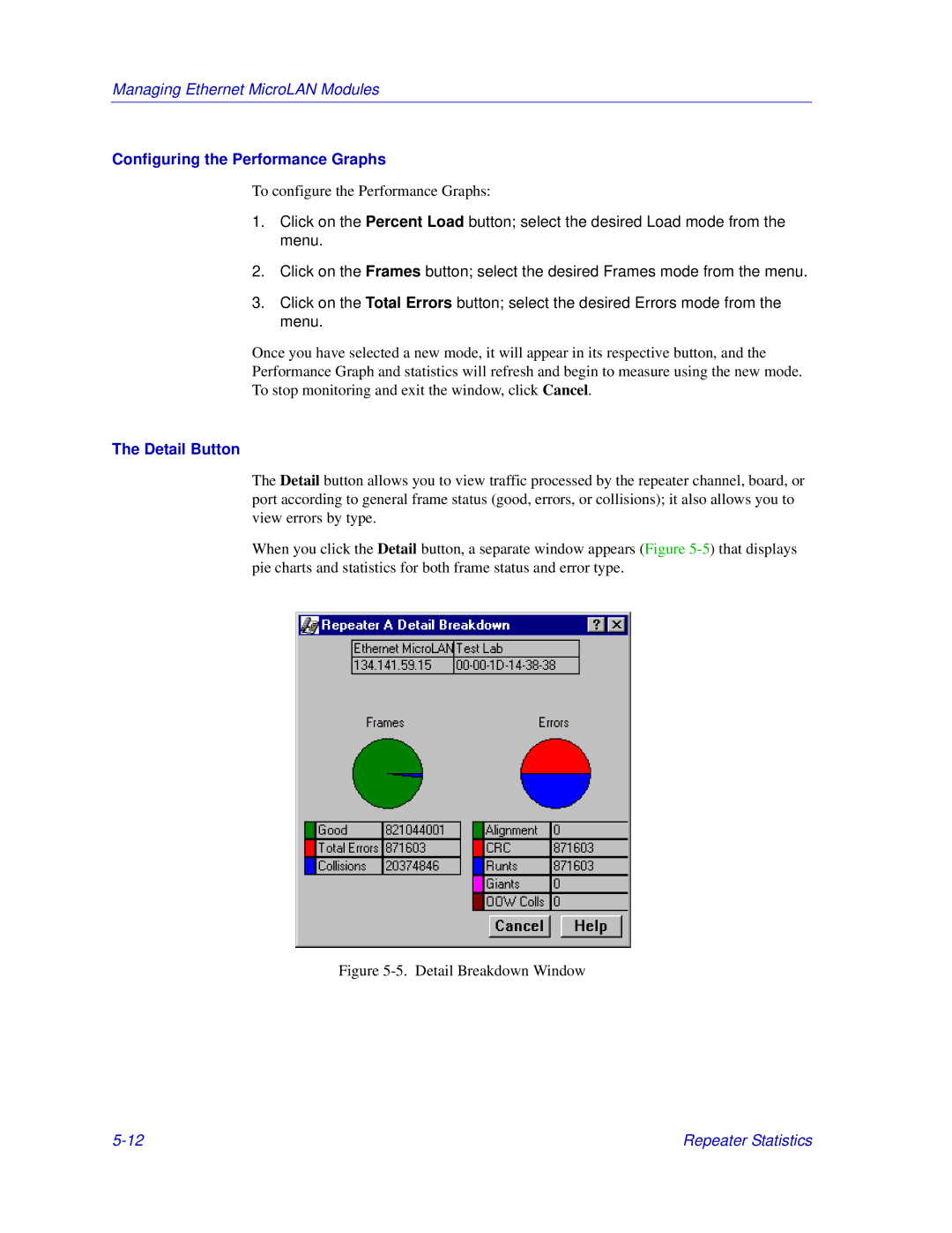 Enterasys Networks Matrix E7, 6000 manual Configuring the Performance Graphs, Detail Button 