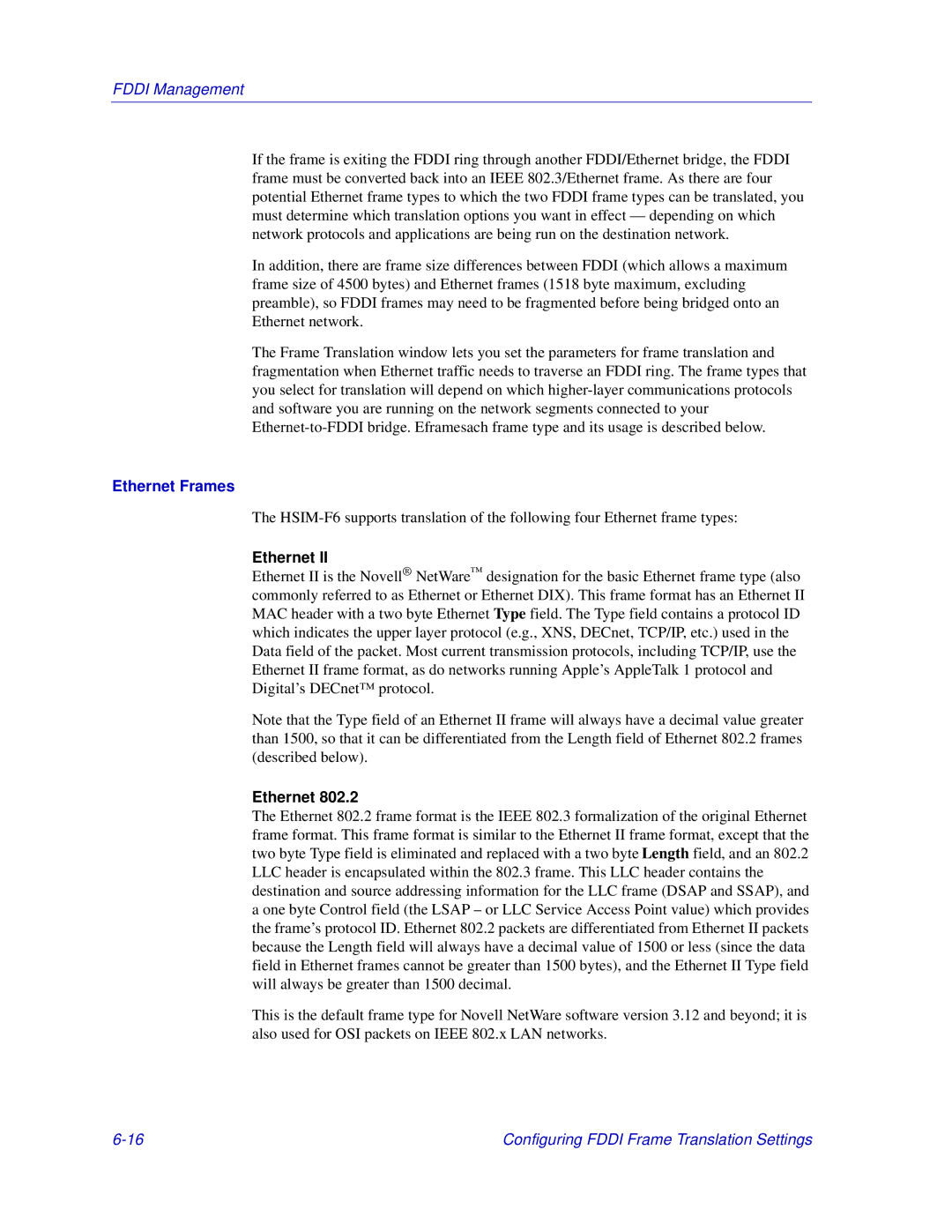 Enterasys Networks Matrix E7, 6000 manual Ethernet Frames 