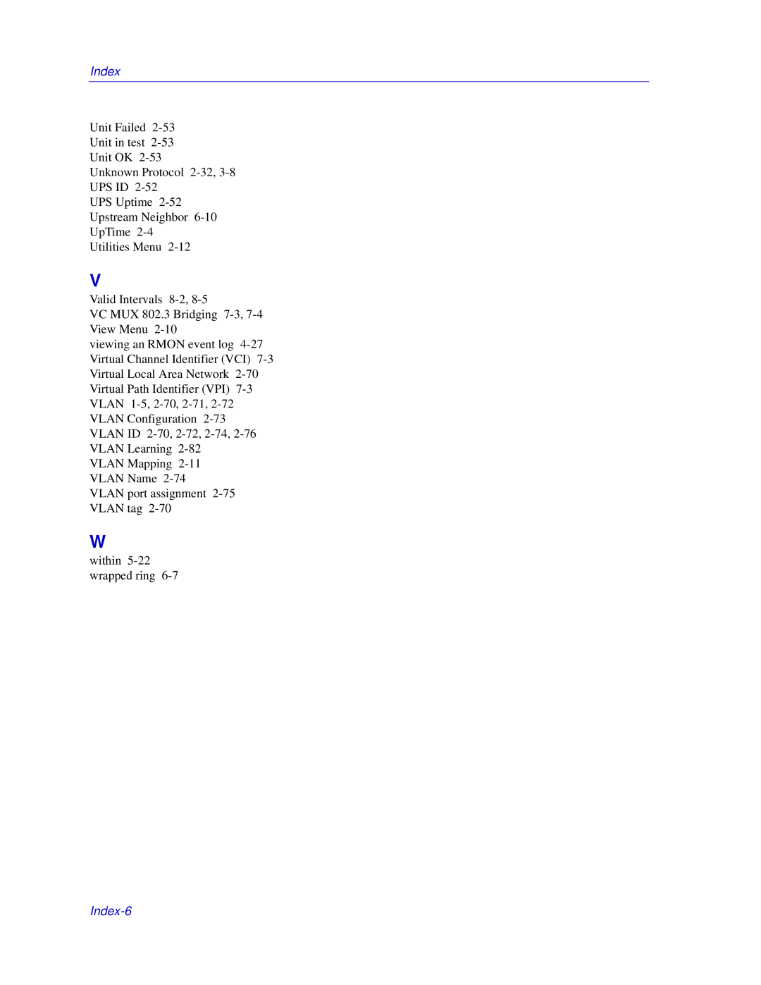 Enterasys Networks Matrix E7, 6000 manual Index-6 