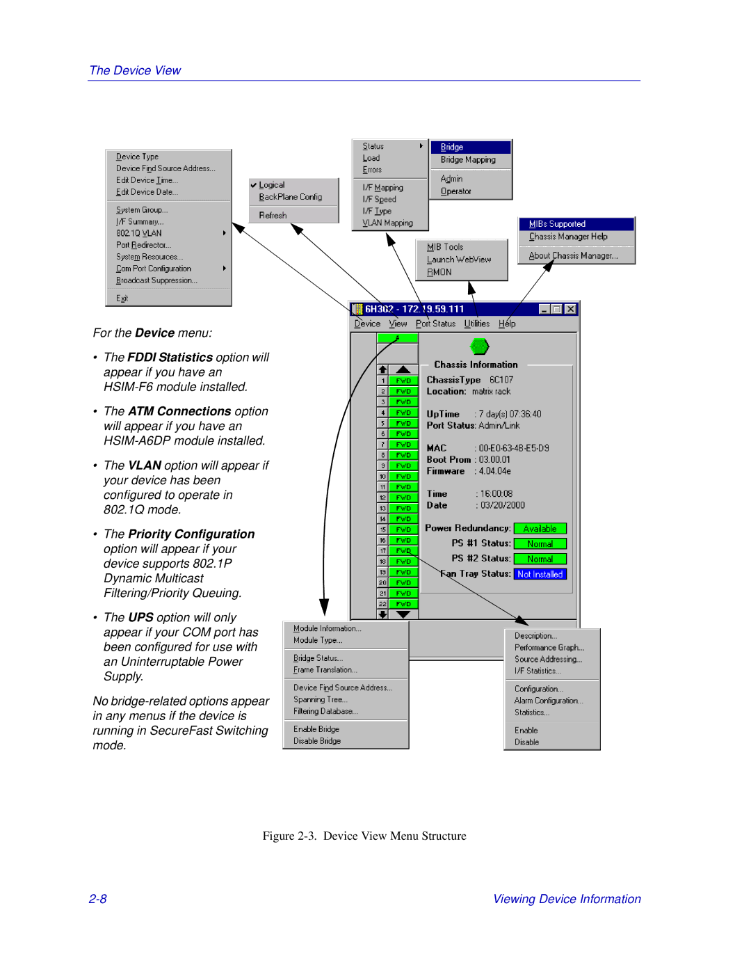 Enterasys Networks Matrix E7, 6000 manual Device View Menu Structure 