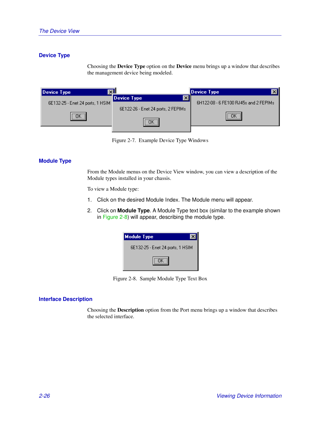 Enterasys Networks Matrix E7, 6000 manual Device Type, Module Type, Interface Description 