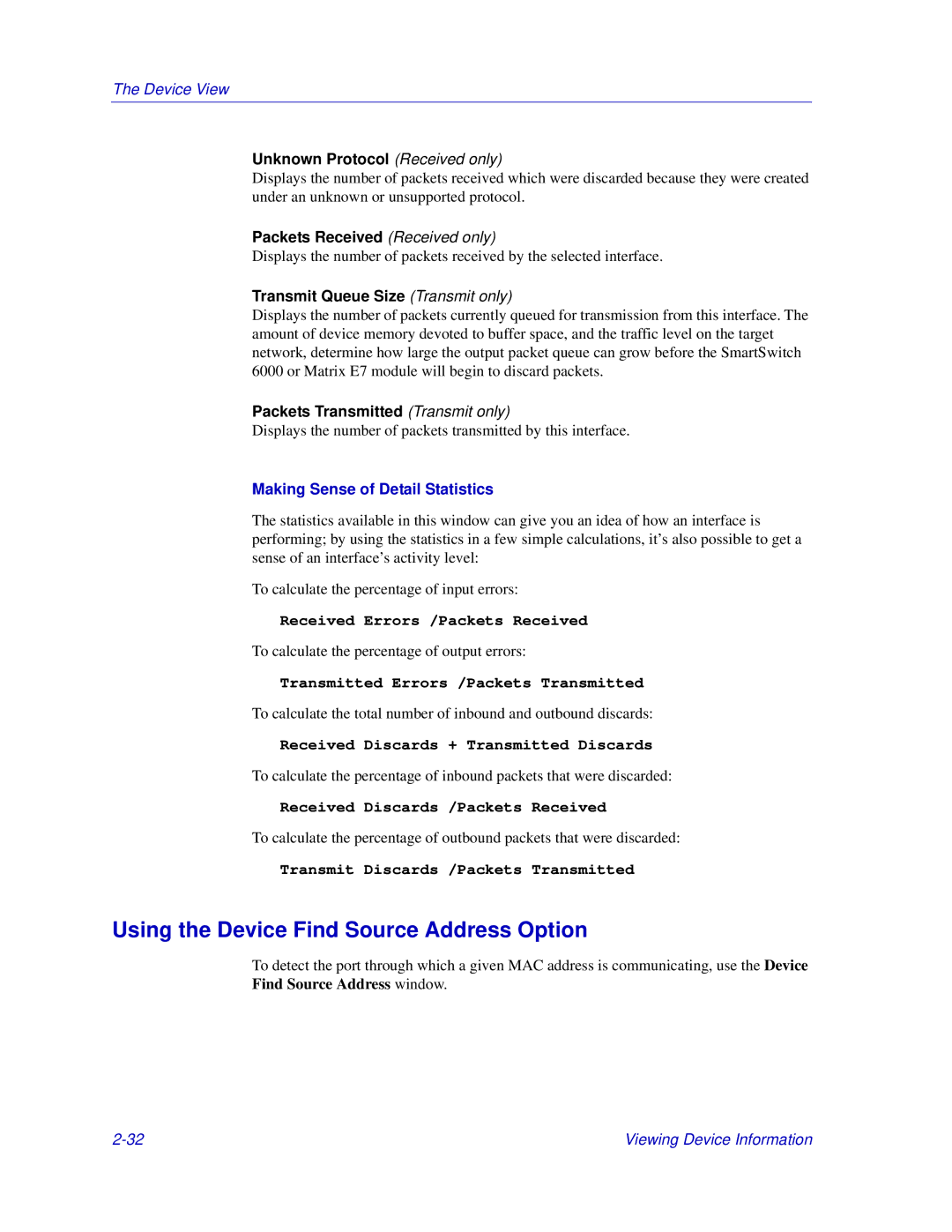 Enterasys Networks Matrix E7, 6000 manual Using the Device Find Source Address Option, Making Sense of Detail Statistics 