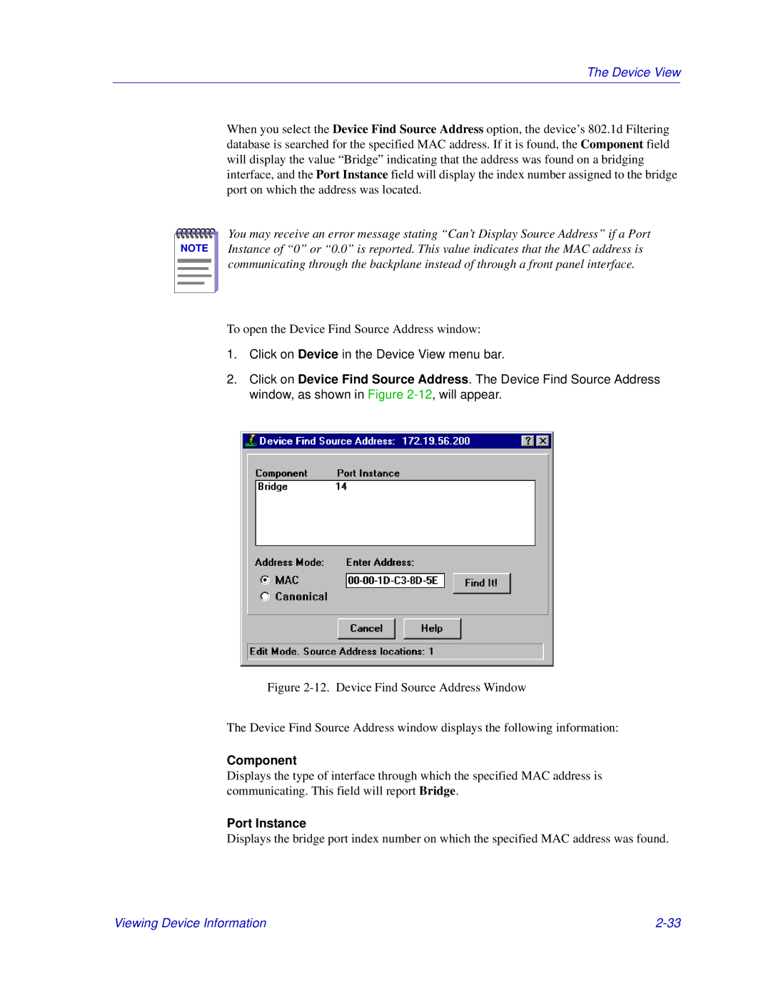 Enterasys Networks 6000, Matrix E7 manual Component, Port Instance 