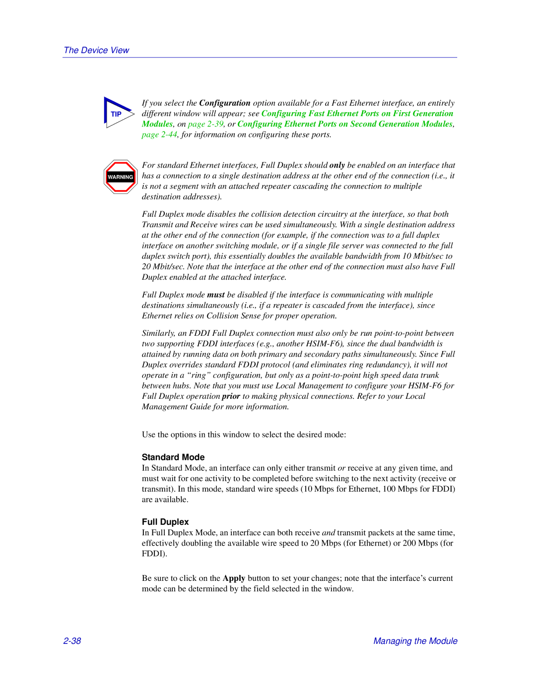 Enterasys Networks Matrix E7, 6000 manual Standard Mode, Full Duplex 