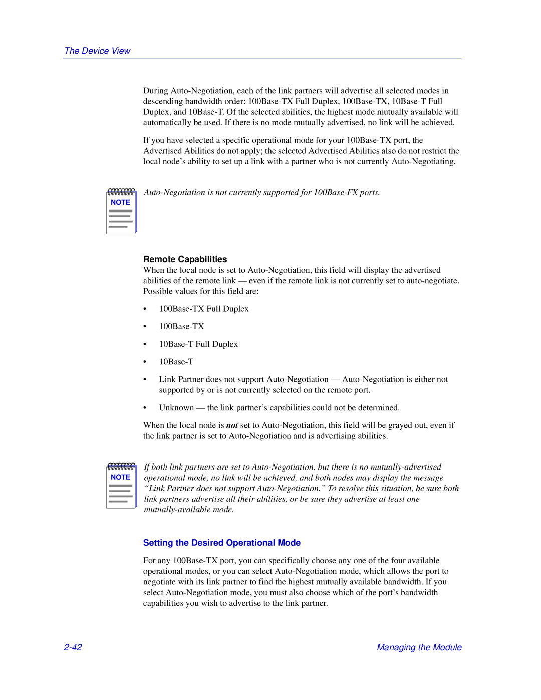 Enterasys Networks Matrix E7, 6000 manual Remote Capabilities, Setting the Desired Operational Mode 