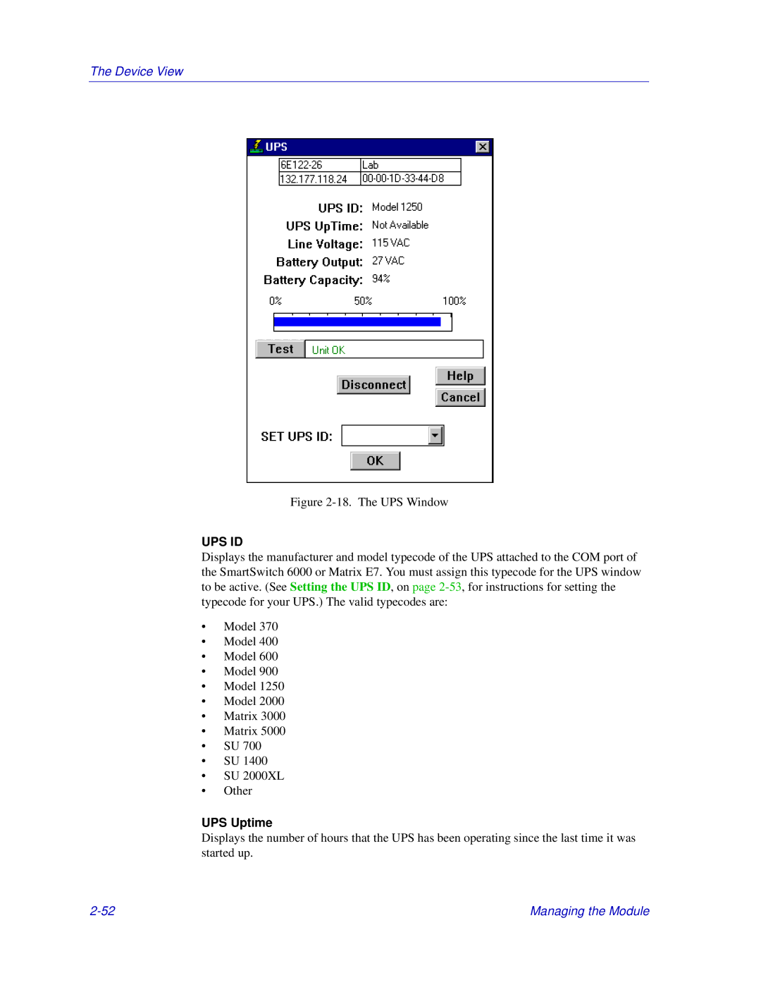 Enterasys Networks Matrix E7, 6000 manual Ups Id, UPS Uptime 