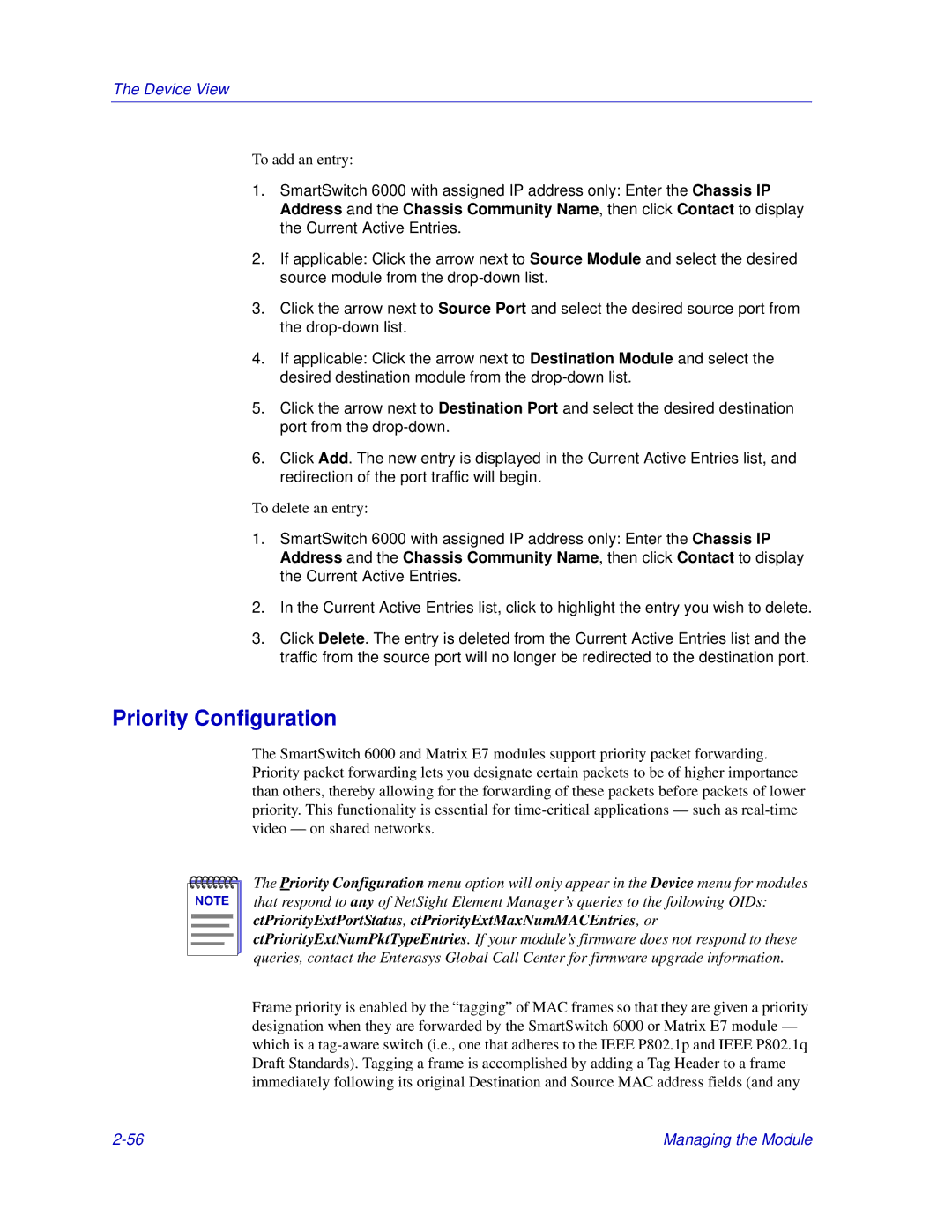 Enterasys Networks Matrix E7, 6000 manual Priority Configuration 