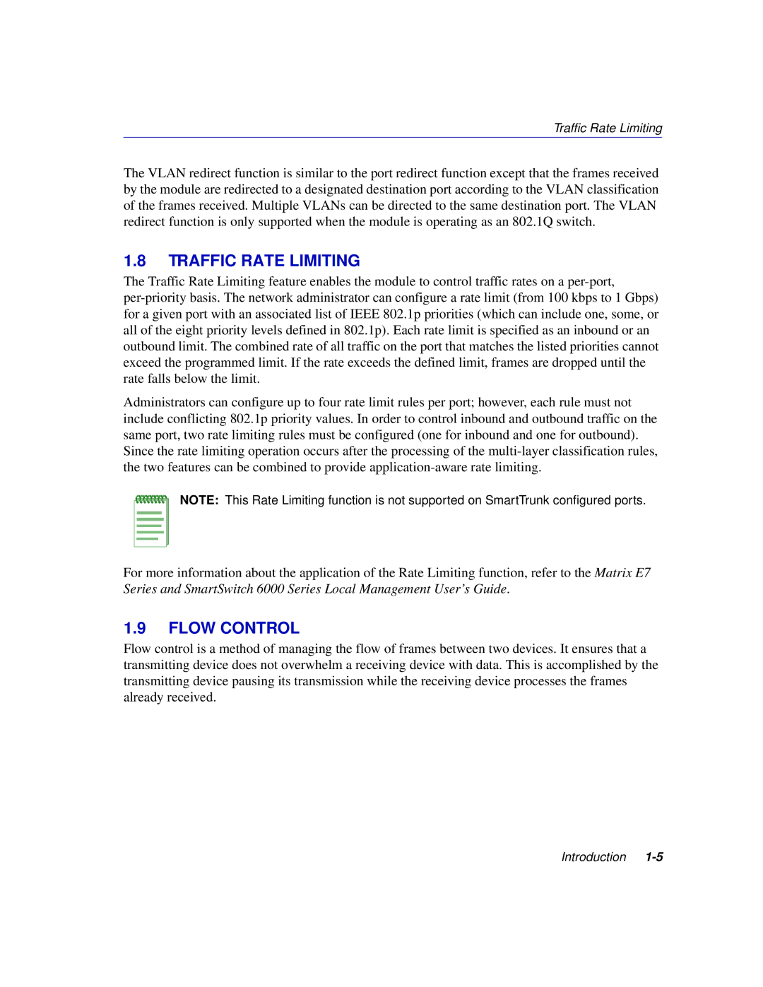 Enterasys Networks 6H302-48 manual Traffic Rate Limiting, Flow Control 