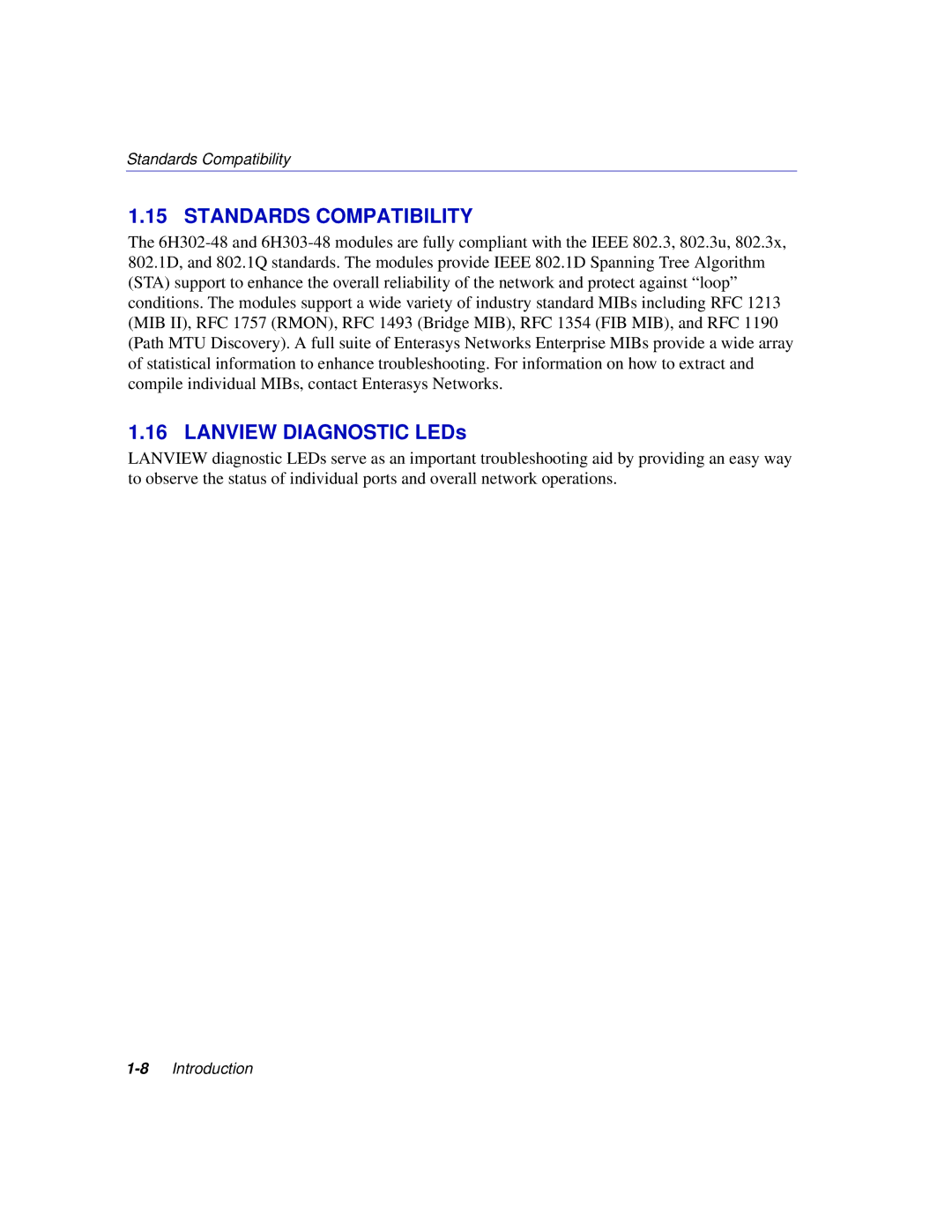 Enterasys Networks 6H302-48 manual Standards Compatibility, Lanview Diagnostic LEDs 