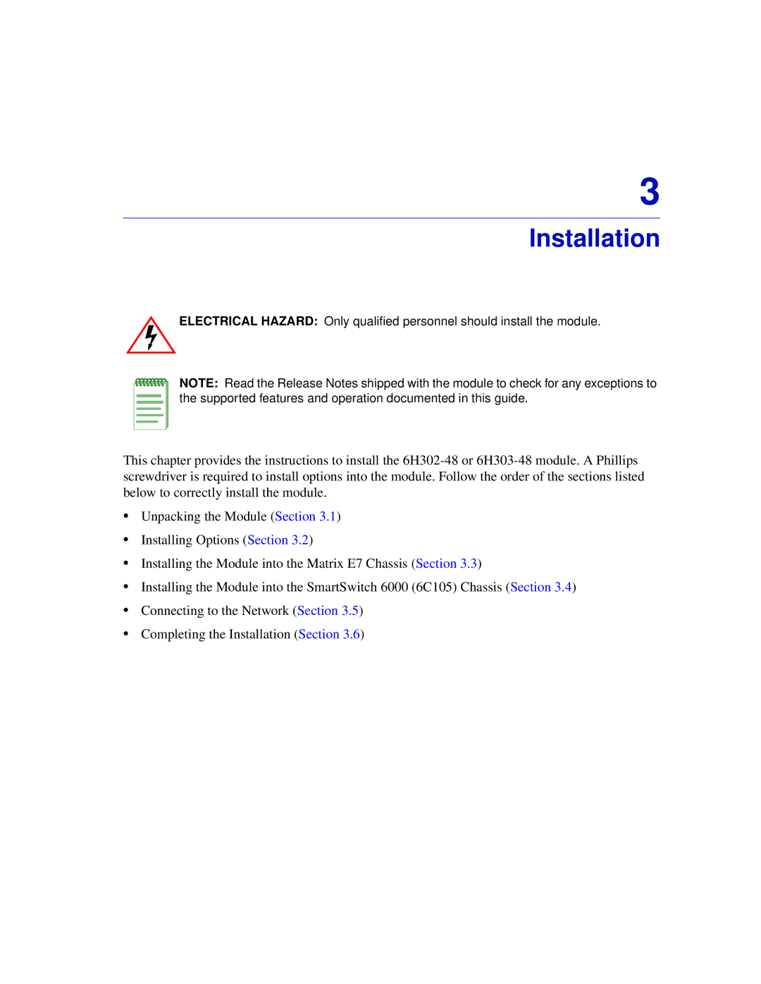 Enterasys Networks 6H302-48 manual Installation 