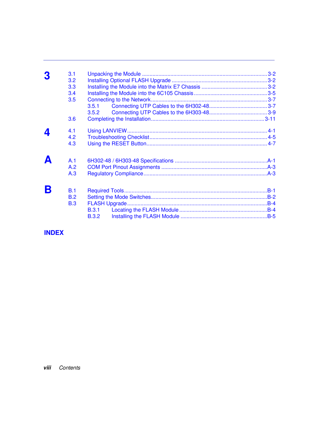 Enterasys Networks 6H302-48 manual Index, viii Contents 