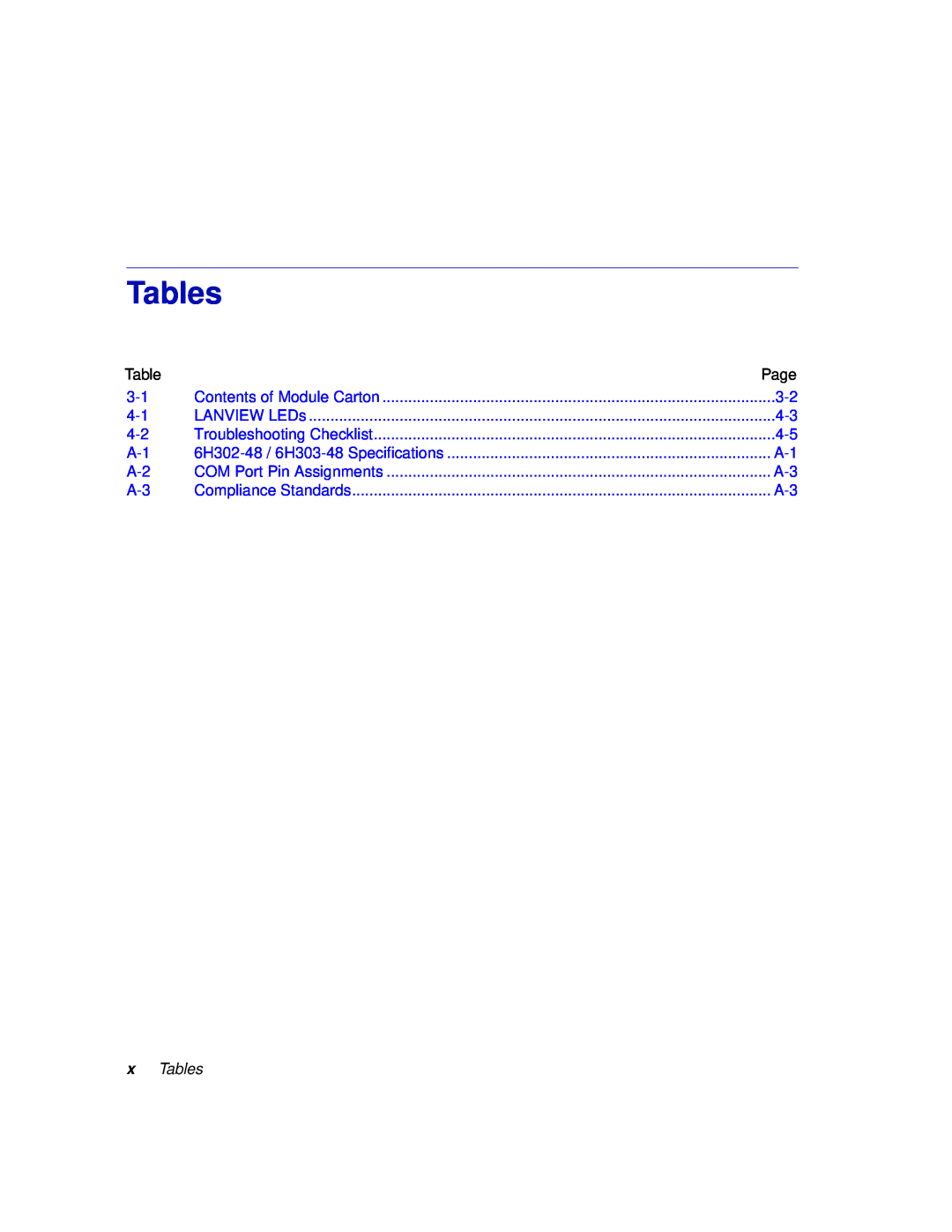Enterasys Networks 6H302-48 manual x Tables 