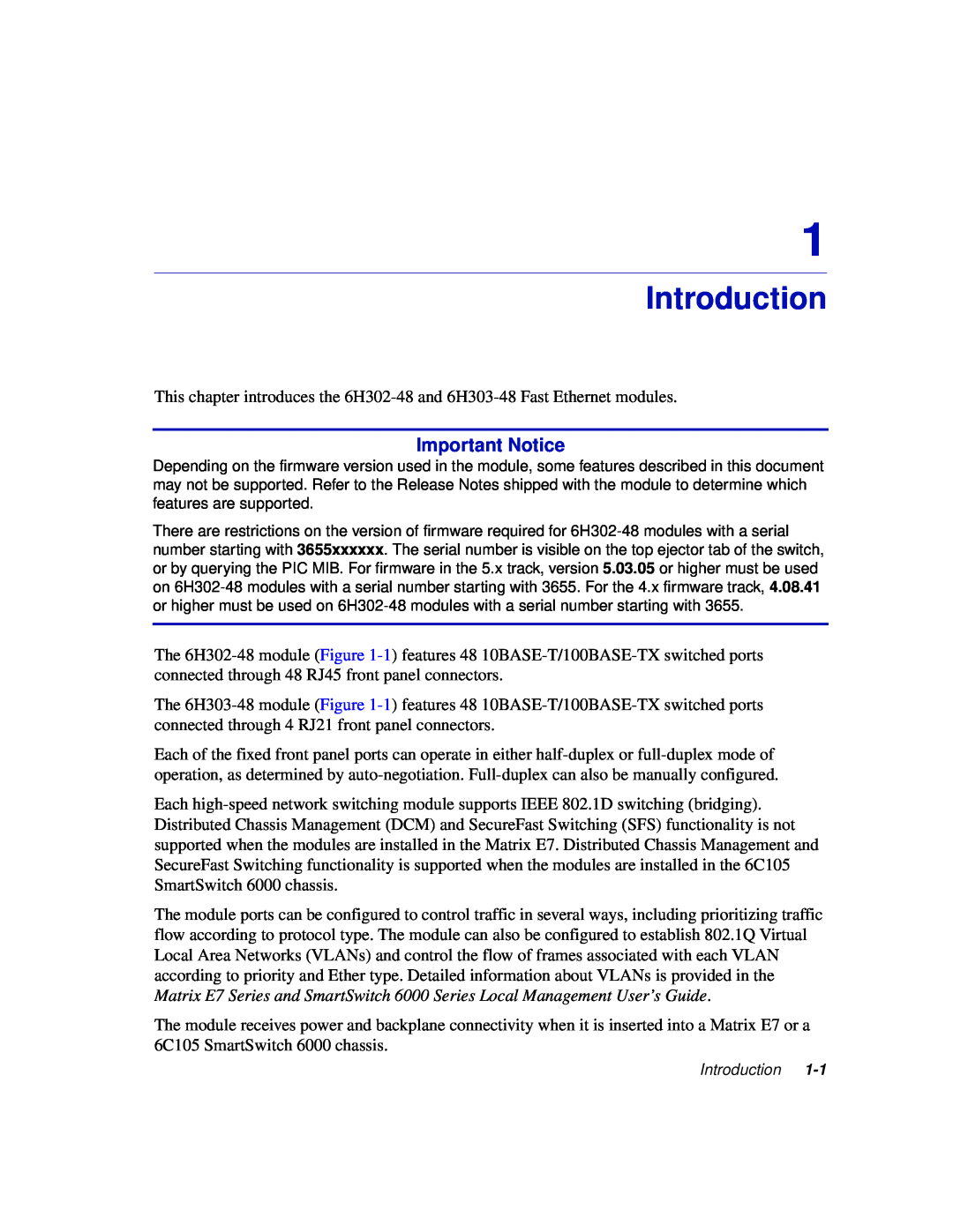 Enterasys Networks 6H302-48 manual Introduction, Important Notice 
