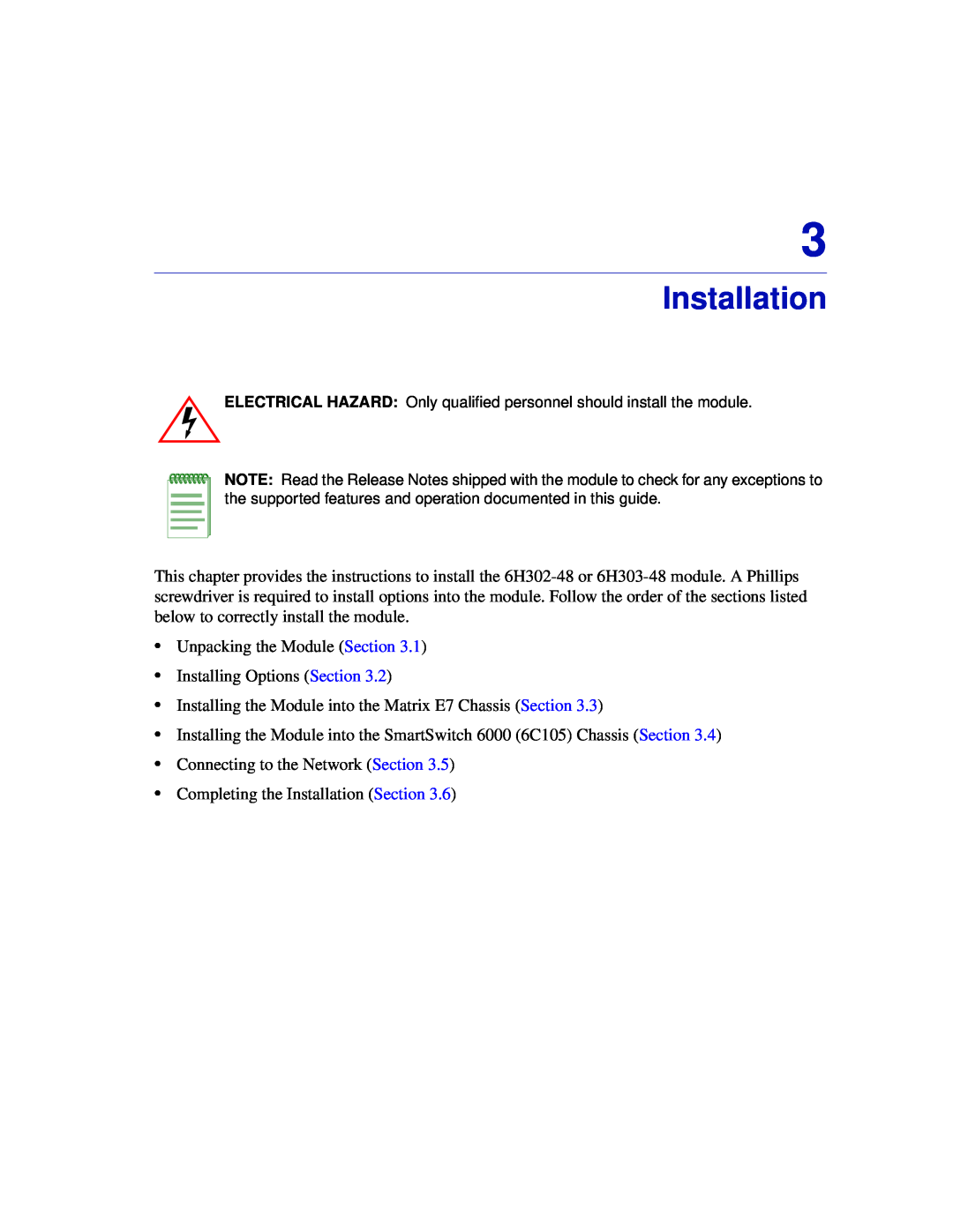 Enterasys Networks 6H302-48 manual Installation 