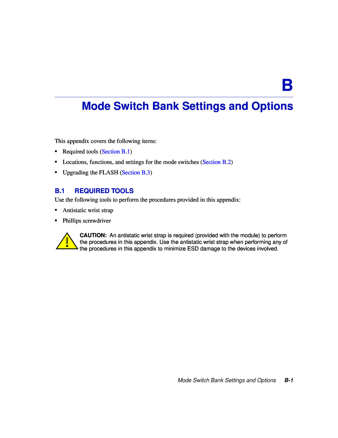 Enterasys Networks 6H302-48 manual Mode Switch Bank Settings and Options, B.1 REQUIRED TOOLS 