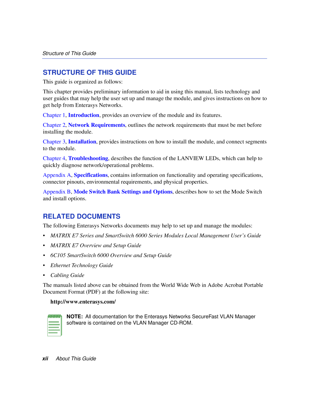 Enterasys Networks 6H308-24, 6H308-48 manual Structure of this Guide, Related Documents 