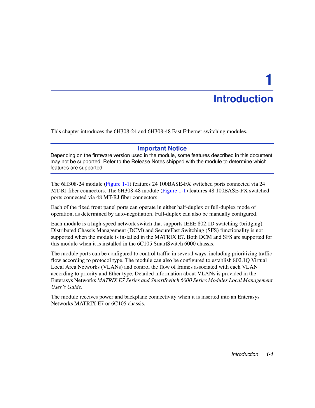 Enterasys Networks 6H308-48, 6H308-24 manual Introduction 