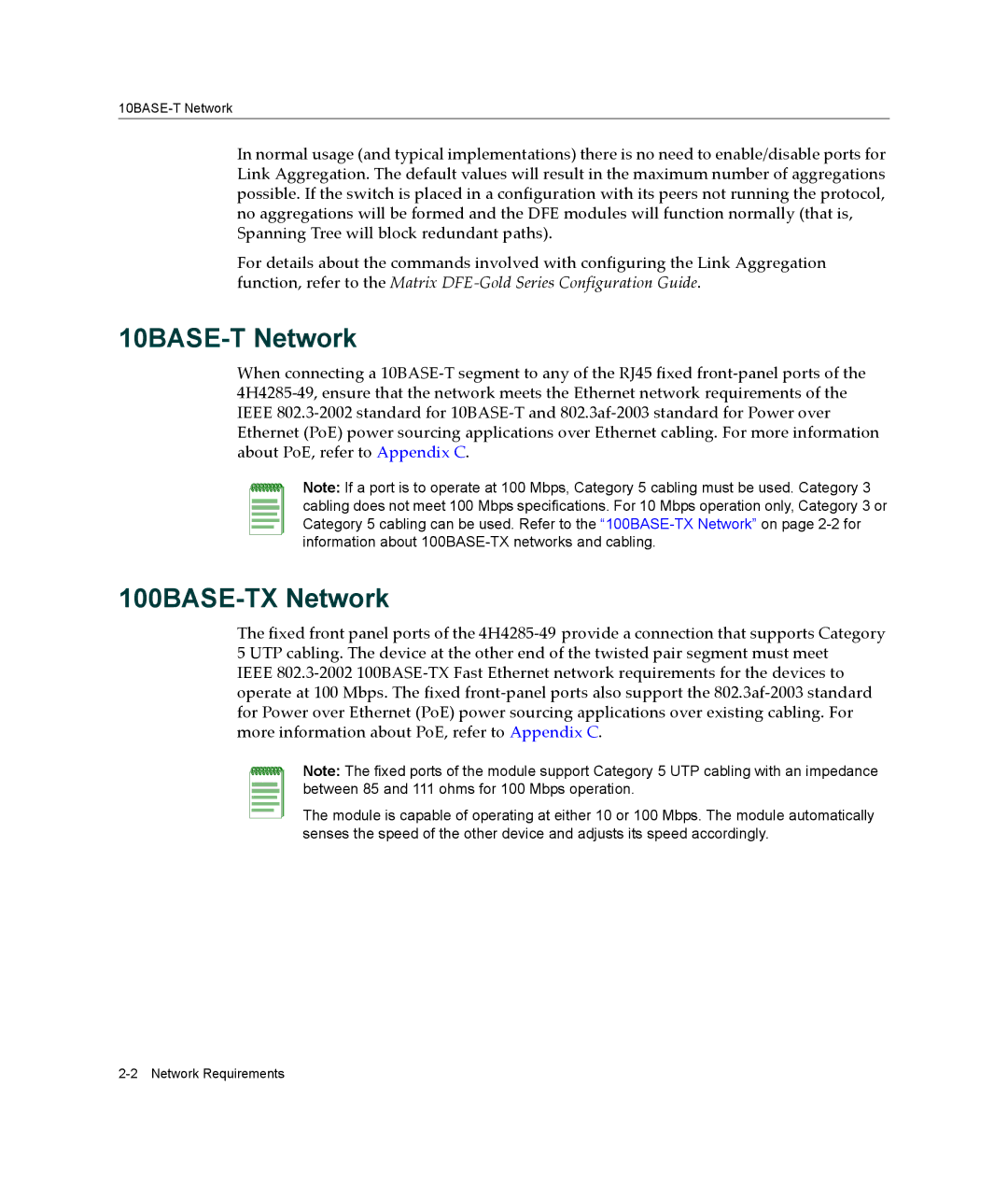 Enterasys Networks 4H4285-49, 6H308-48, 9033989-06 manual 10BASE-T Network, 100BASE-TX Network 