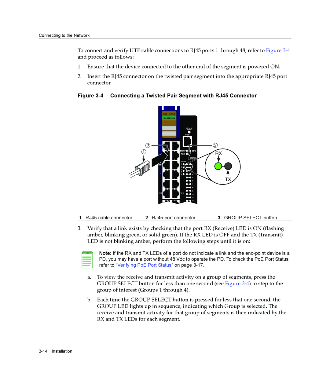 Enterasys Networks 6H308-48, 4H4285-49, 9033989-06 manual Connecting a Twisted Pair Segment with RJ45 Connector 