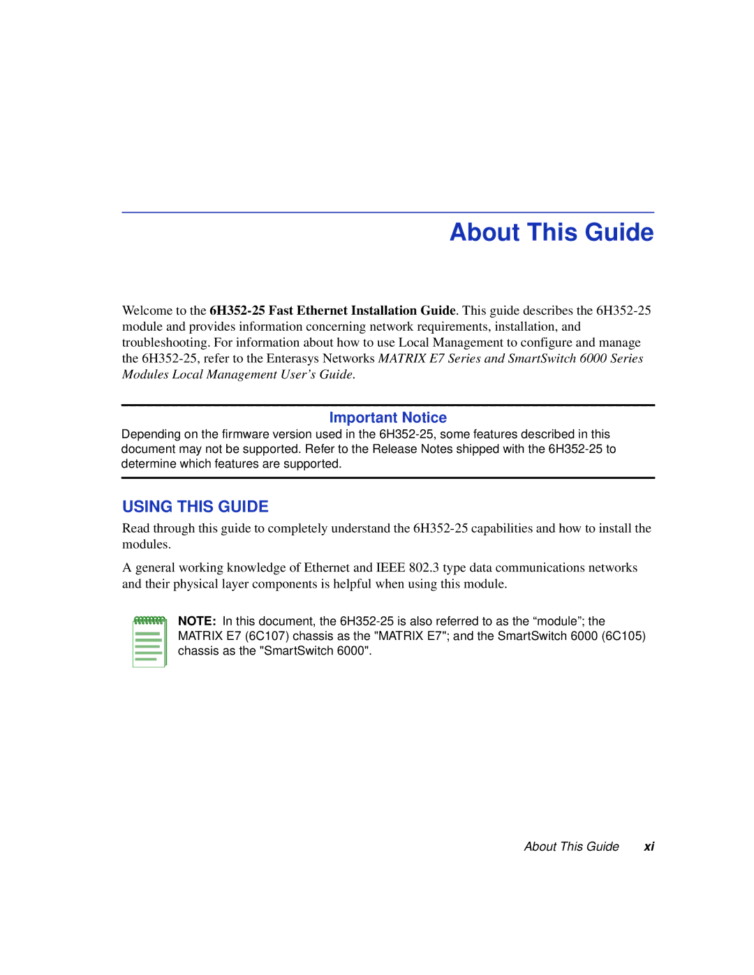 Enterasys Networks 6H352-25 manual About This Guide, Using this Guide 