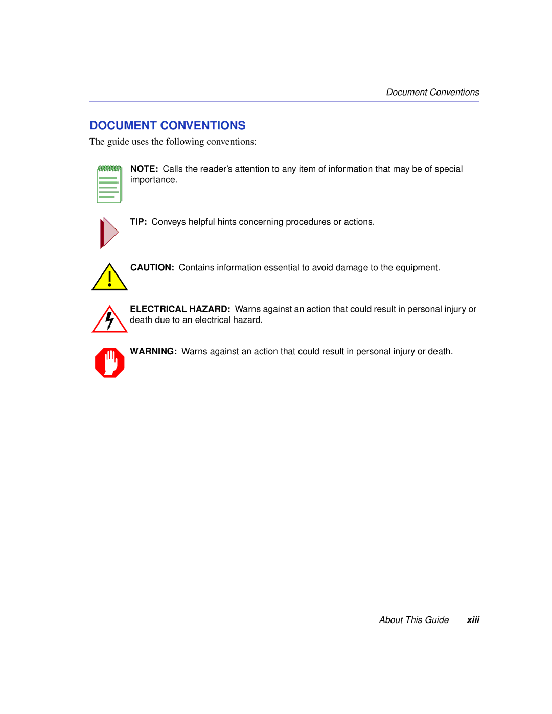 Enterasys Networks 6H352-25 manual Document Conventions, Guide uses the following conventions 