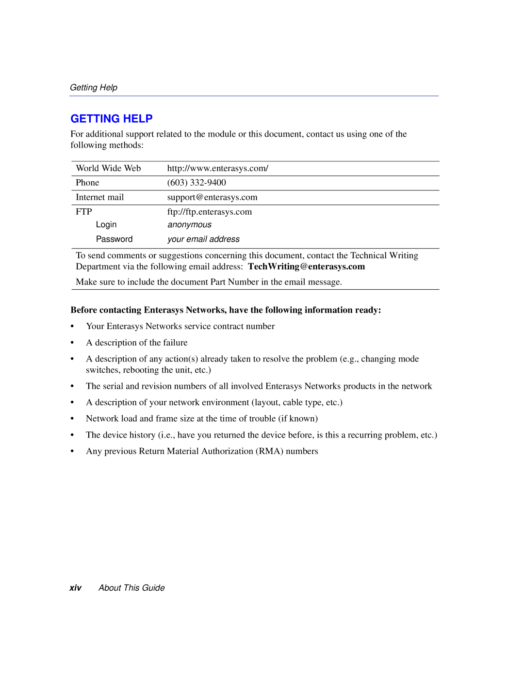 Enterasys Networks 6H352-25 manual Getting Help 