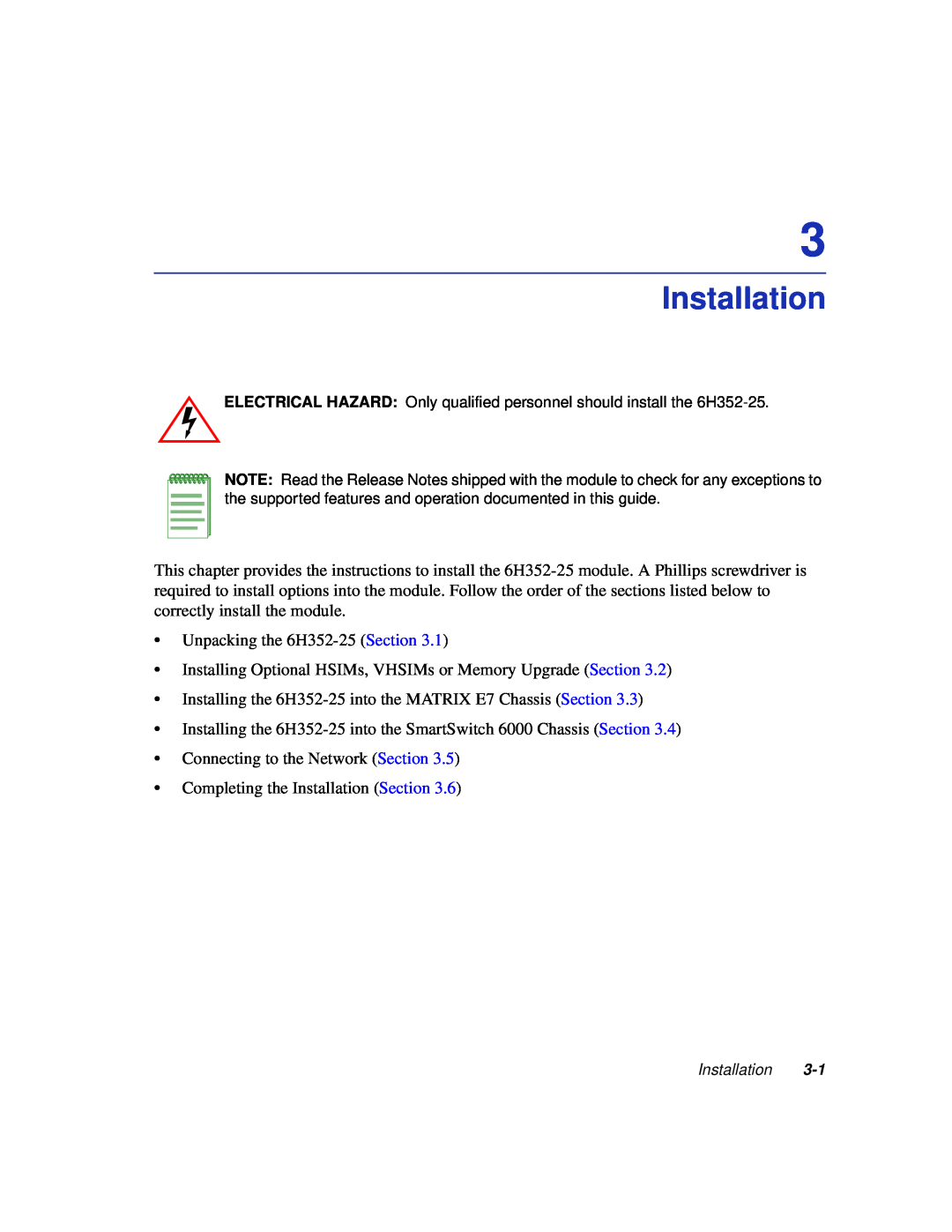 Enterasys Networks 6H352-25 manual Installation 