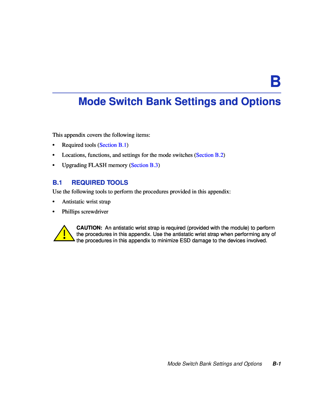 Enterasys Networks 6H352-25 manual Mode Switch Bank Settings and Options, B.1 REQUIRED TOOLS 